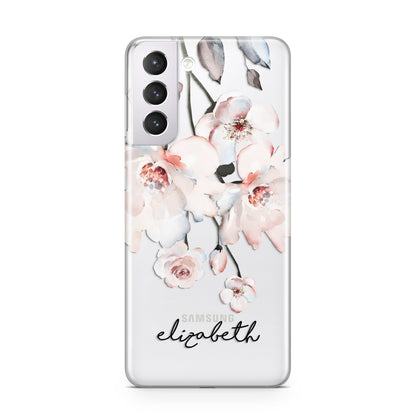 Personalised Name Roses Watercolour Samsung S21 Case