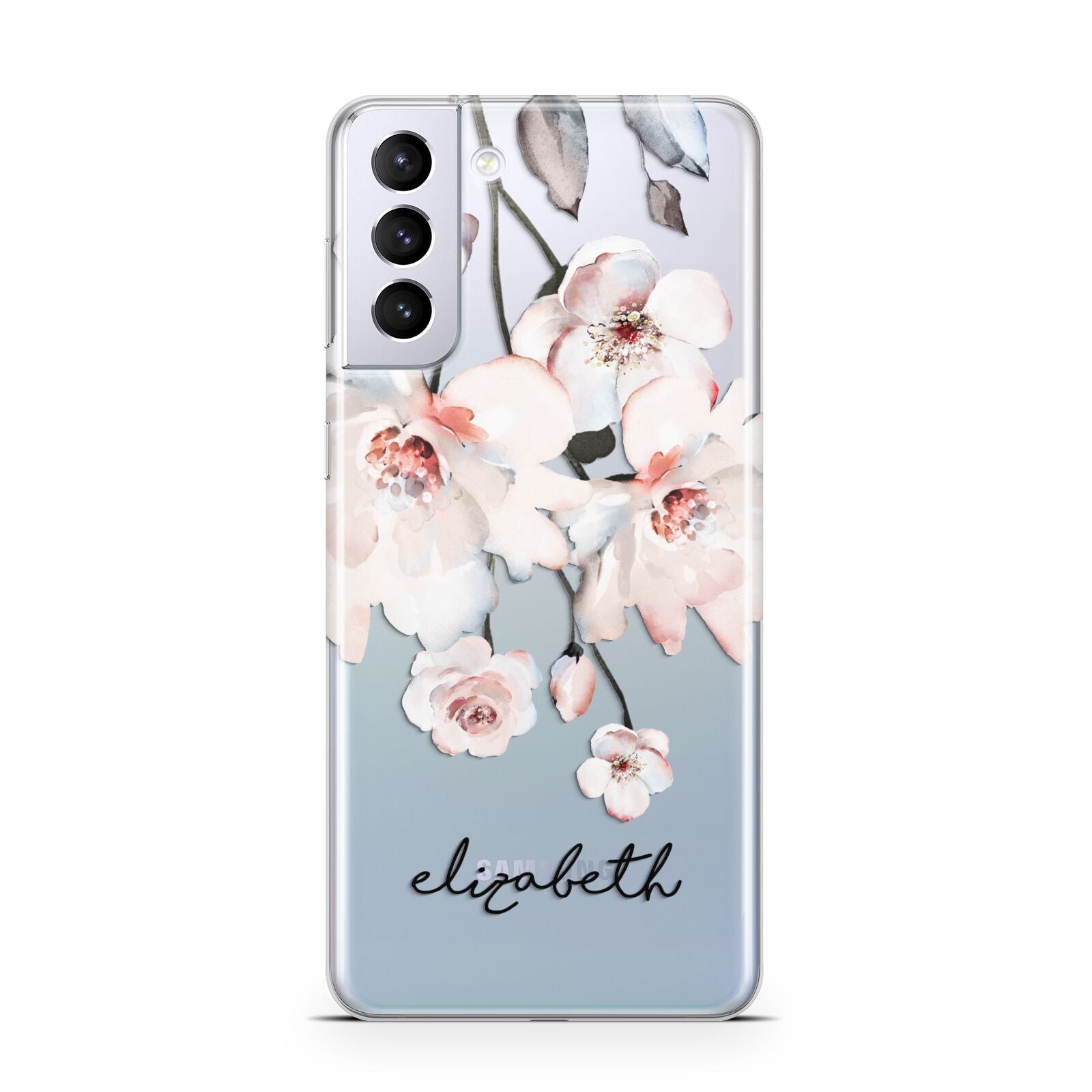 Personalised Name Roses Watercolour Samsung S21 Plus Case