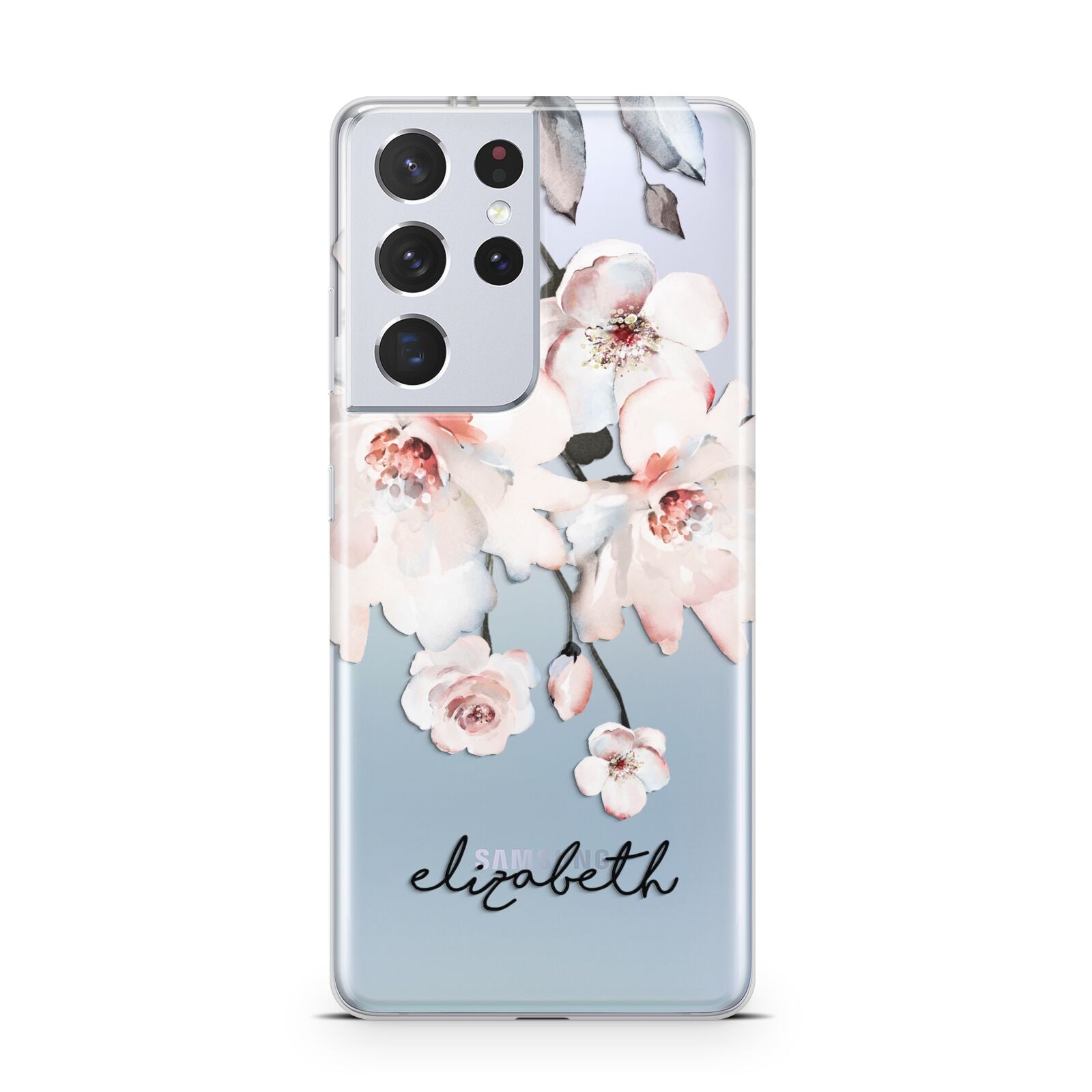 Personalised Name Roses Watercolour Samsung S21 Ultra Case