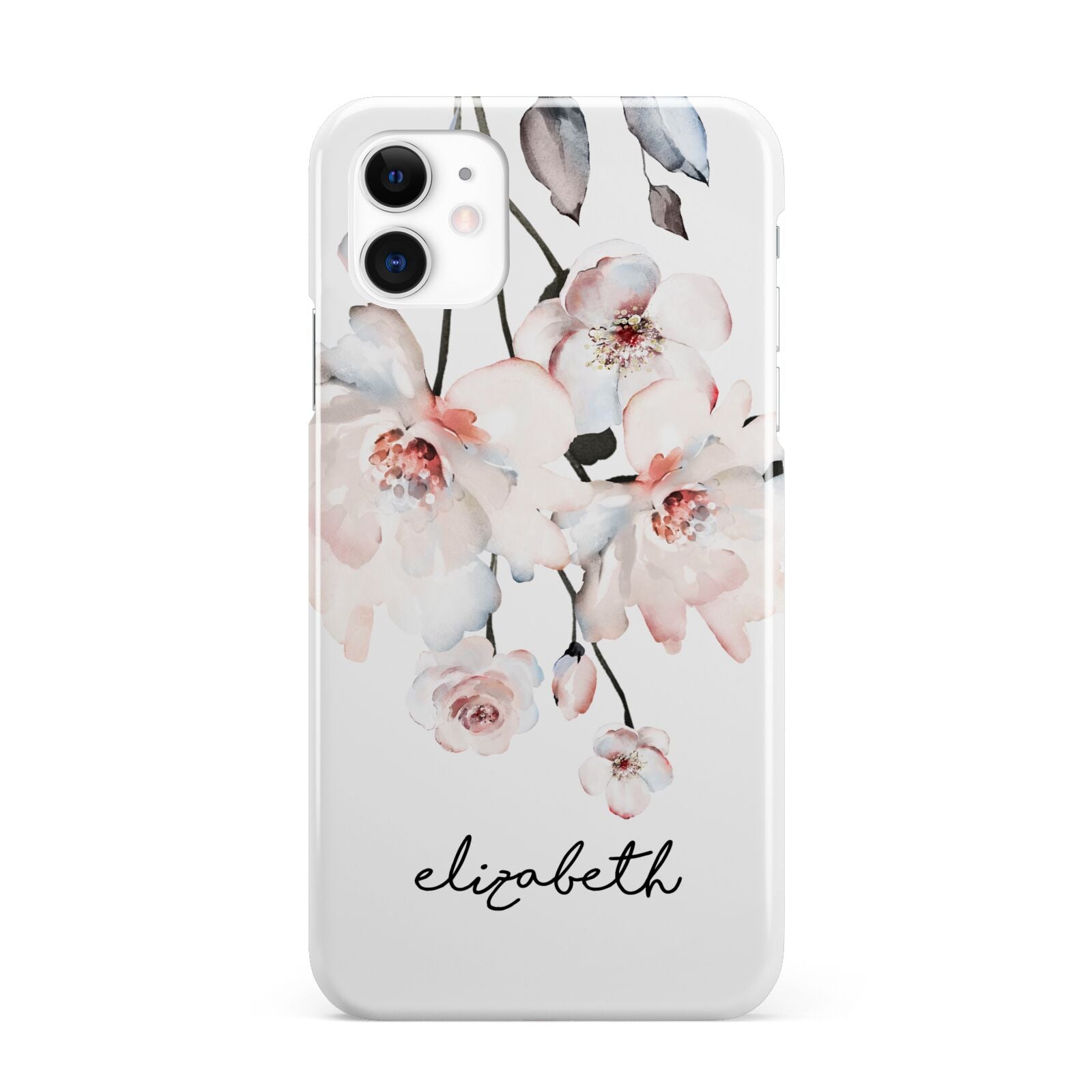 Personalised Name Roses Watercolour iPhone 11 3D Snap Case