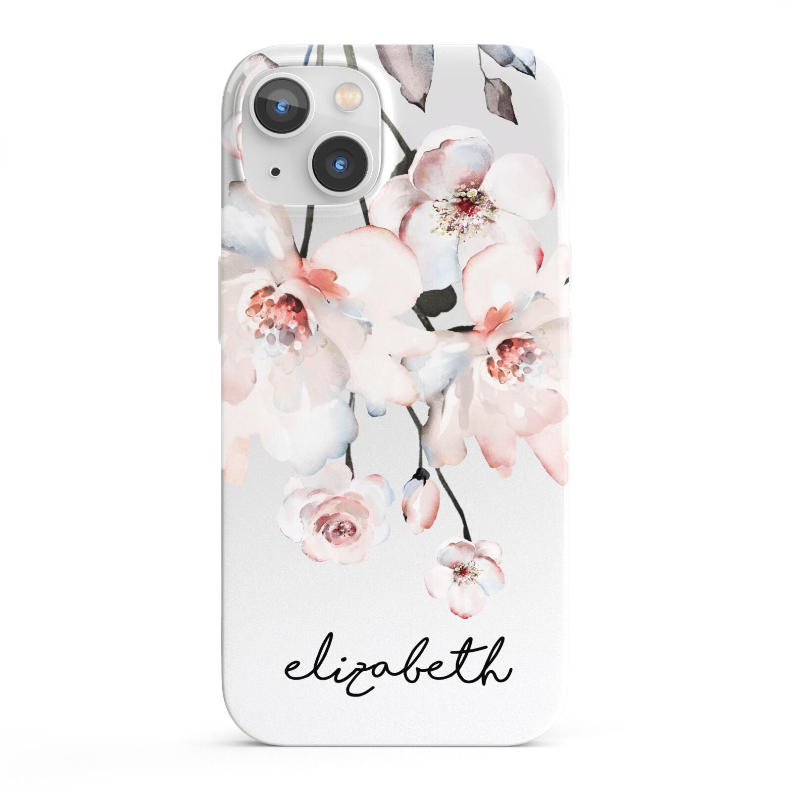 Personalised Name Roses Watercolour iPhone 13 Full Wrap 3D Snap Case