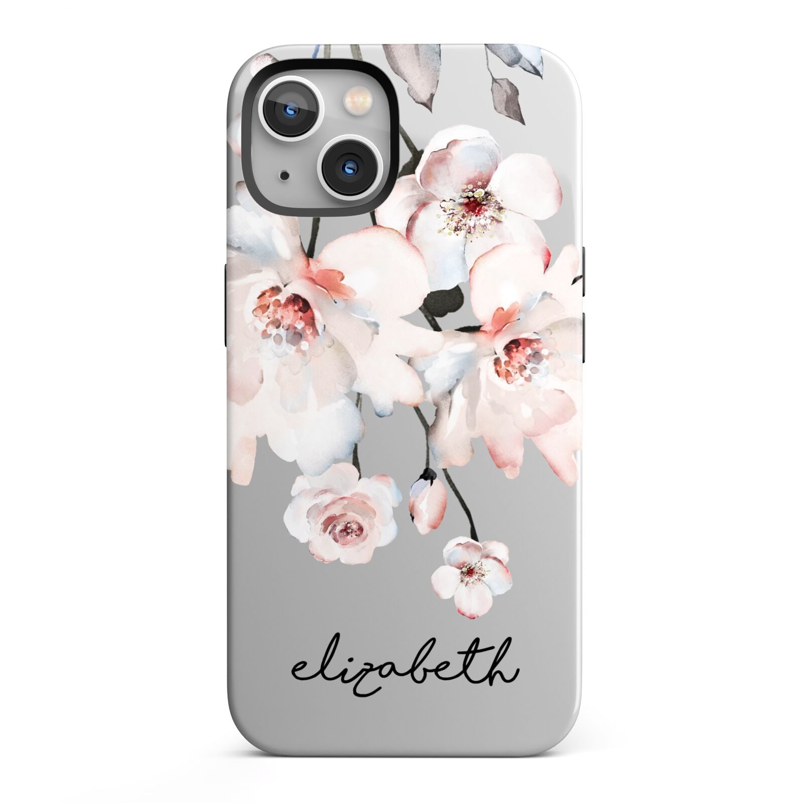 Personalised Name Roses Watercolour iPhone 13 Full Wrap 3D Tough Case