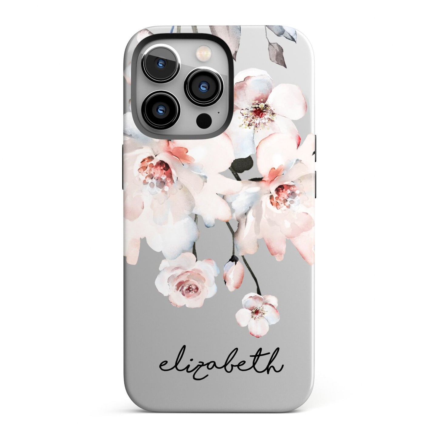 Personalised Name Roses Watercolour iPhone 13 Pro Full Wrap 3D Tough Case