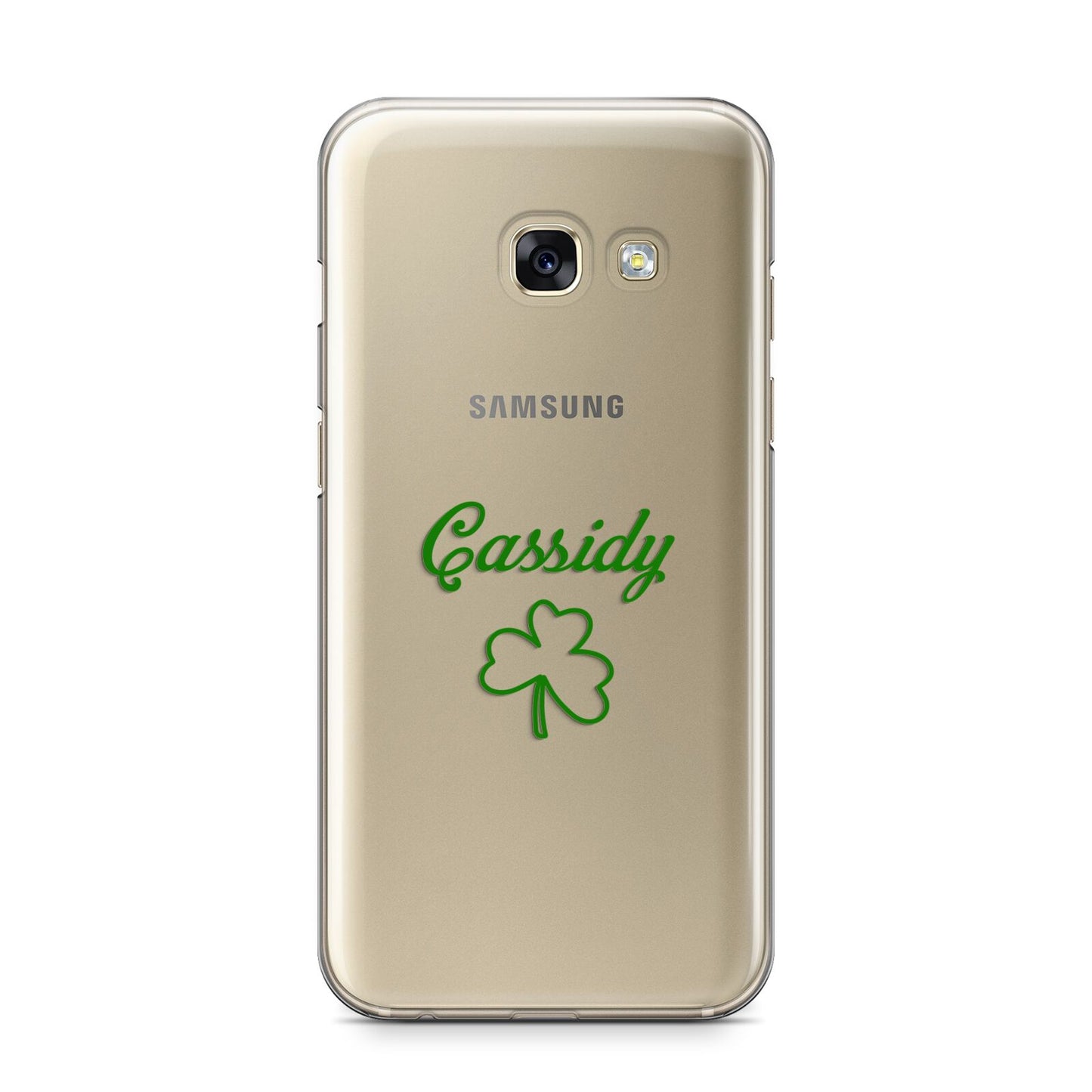 Personalised Name Shamrock Samsung Galaxy A3 2017 Case on gold phone