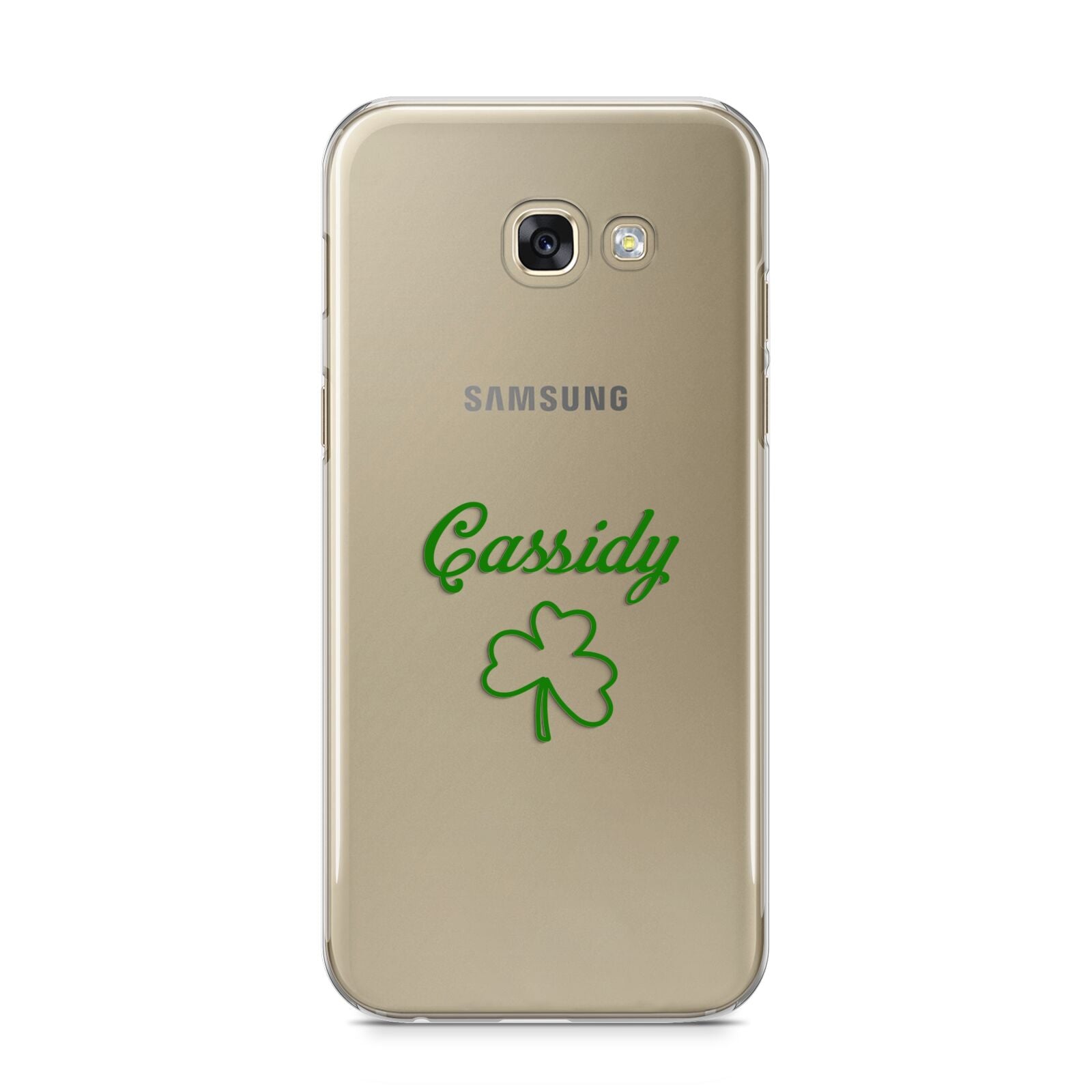 Personalised Name Shamrock Samsung Galaxy A5 2017 Case on gold phone