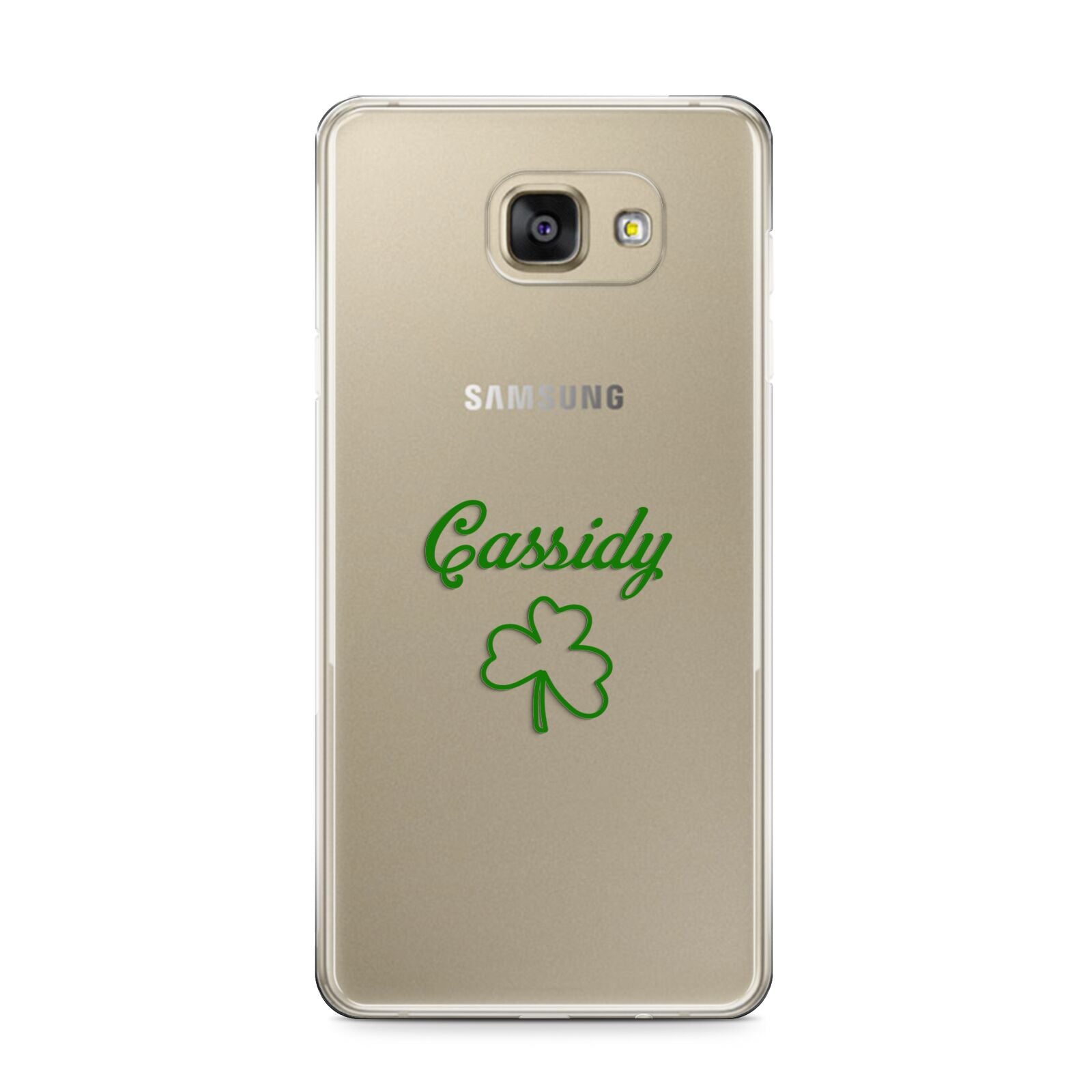 Personalised Name Shamrock Samsung Galaxy A9 2016 Case on gold phone