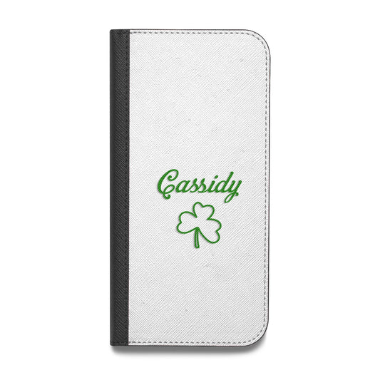 Personalised Name Shamrock Vegan Leather Flip iPhone Case