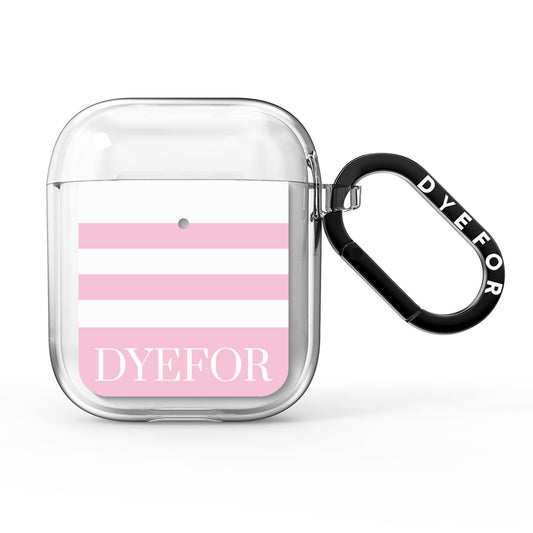 Personalised Name Striped AirPods Clear Case