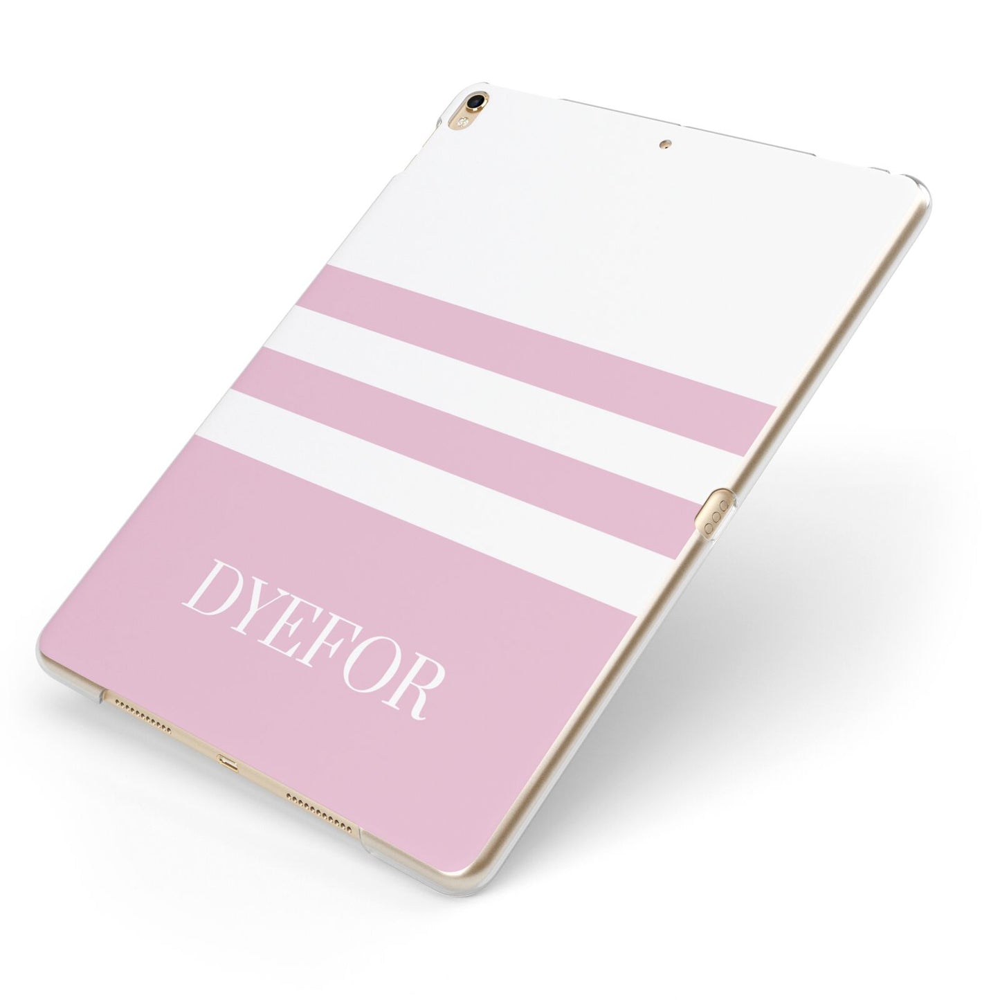 Personalised Name Striped Apple iPad Case on Gold iPad Side View