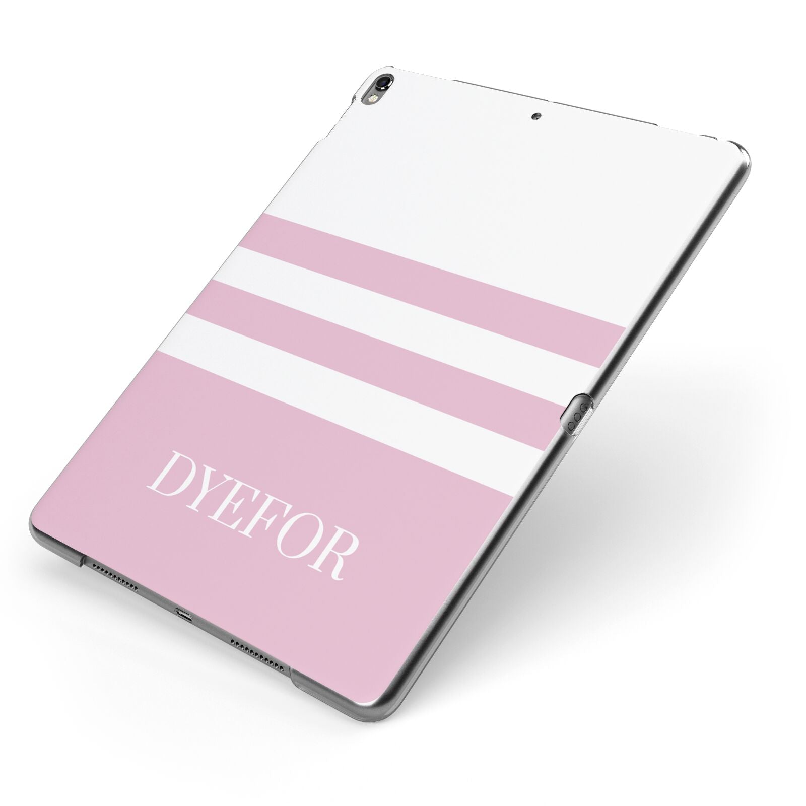 Personalised Name Striped Apple iPad Case on Grey iPad Side View