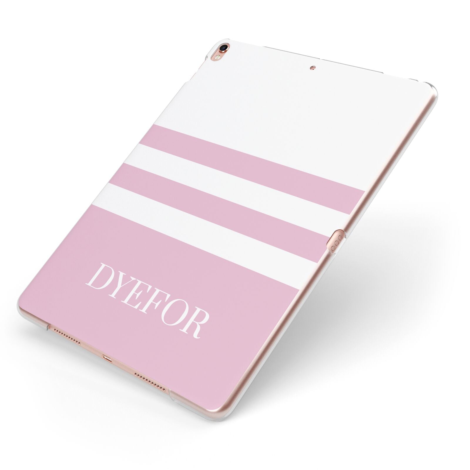 Personalised Name Striped Apple iPad Case on Rose Gold iPad Side View