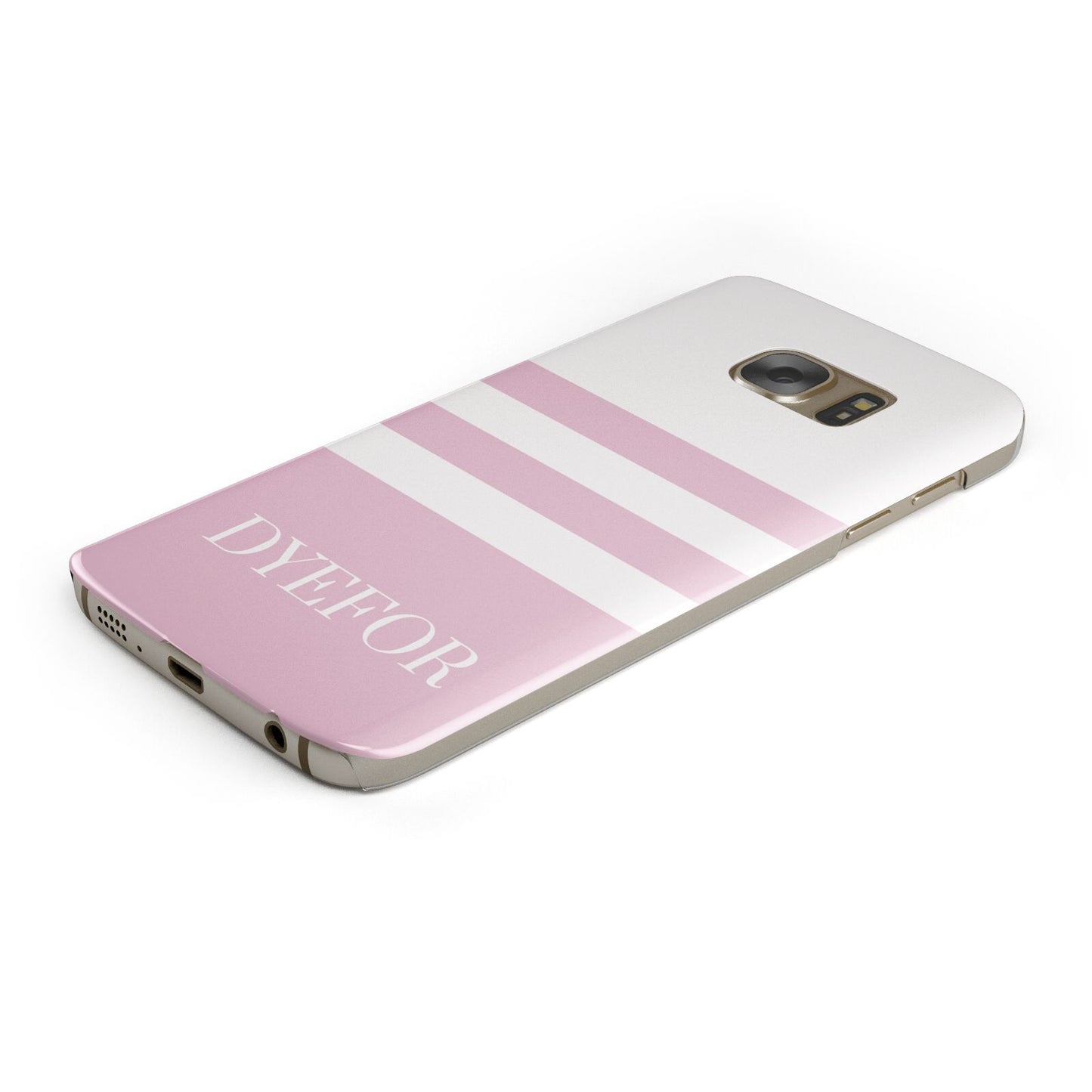 Personalised Name Striped Protective Samsung Galaxy Case Angled Image