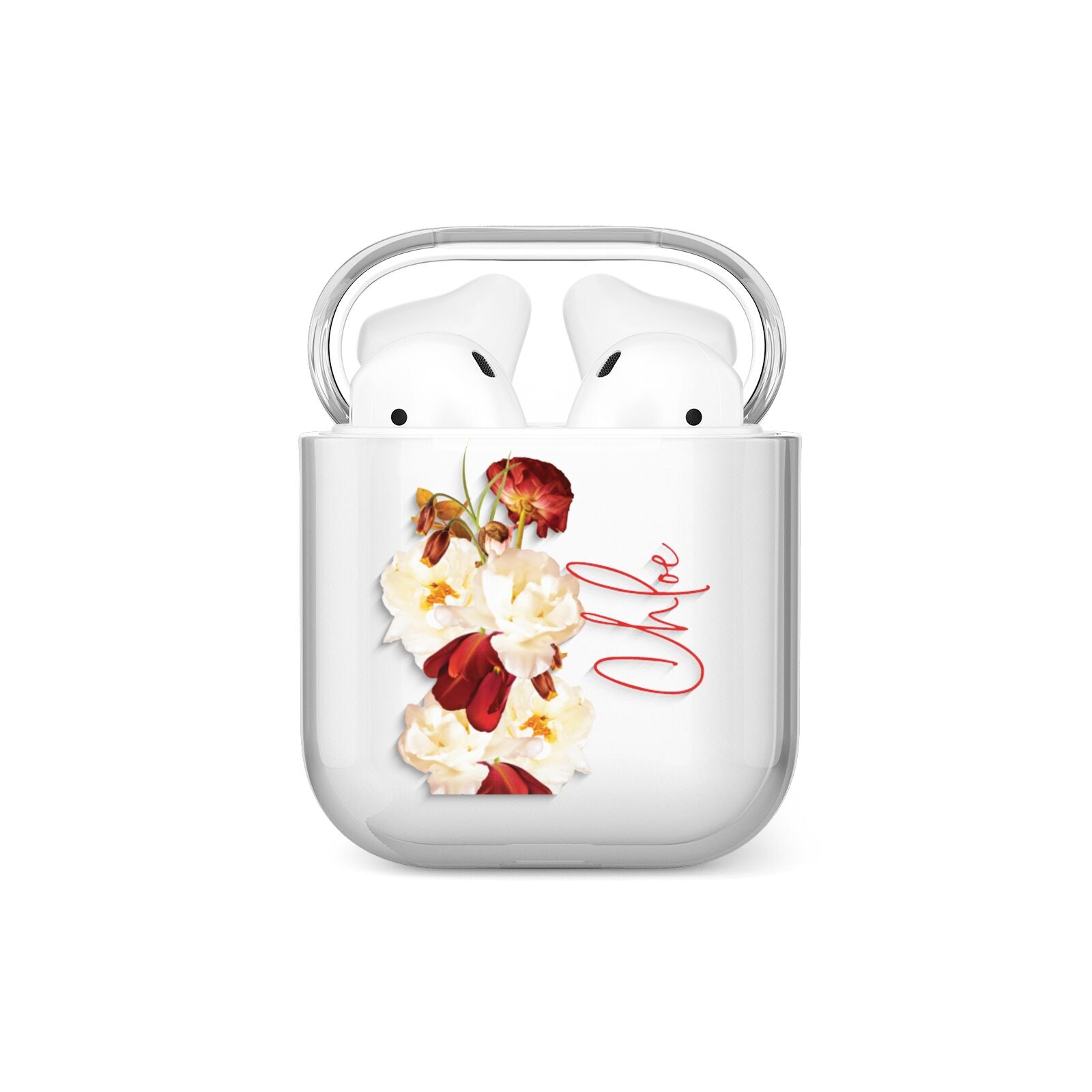 Personalised Name Transparent Clear Floral AirPods Case