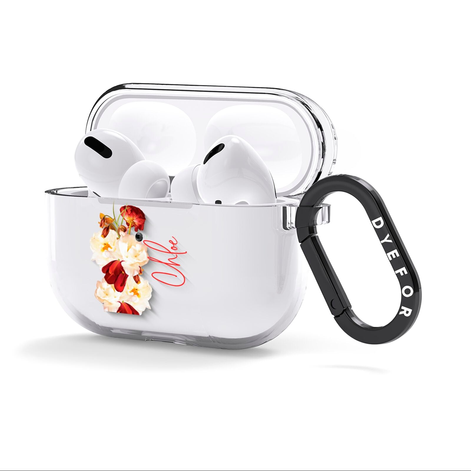 Personalised Name Transparent Clear Floral AirPods Clear Case 3rd Gen Side Image