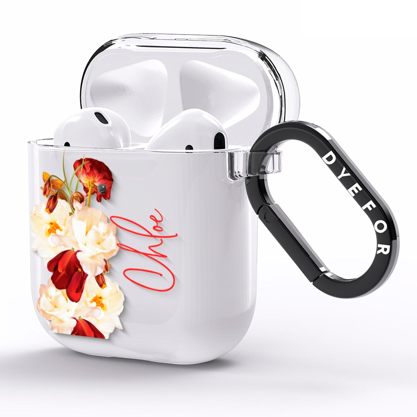 Personalised Name Transparent Clear Floral AirPods Clear Case Side Image