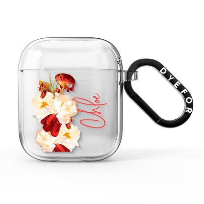 Personalised Name Transparent Clear Floral AirPods Clear Case