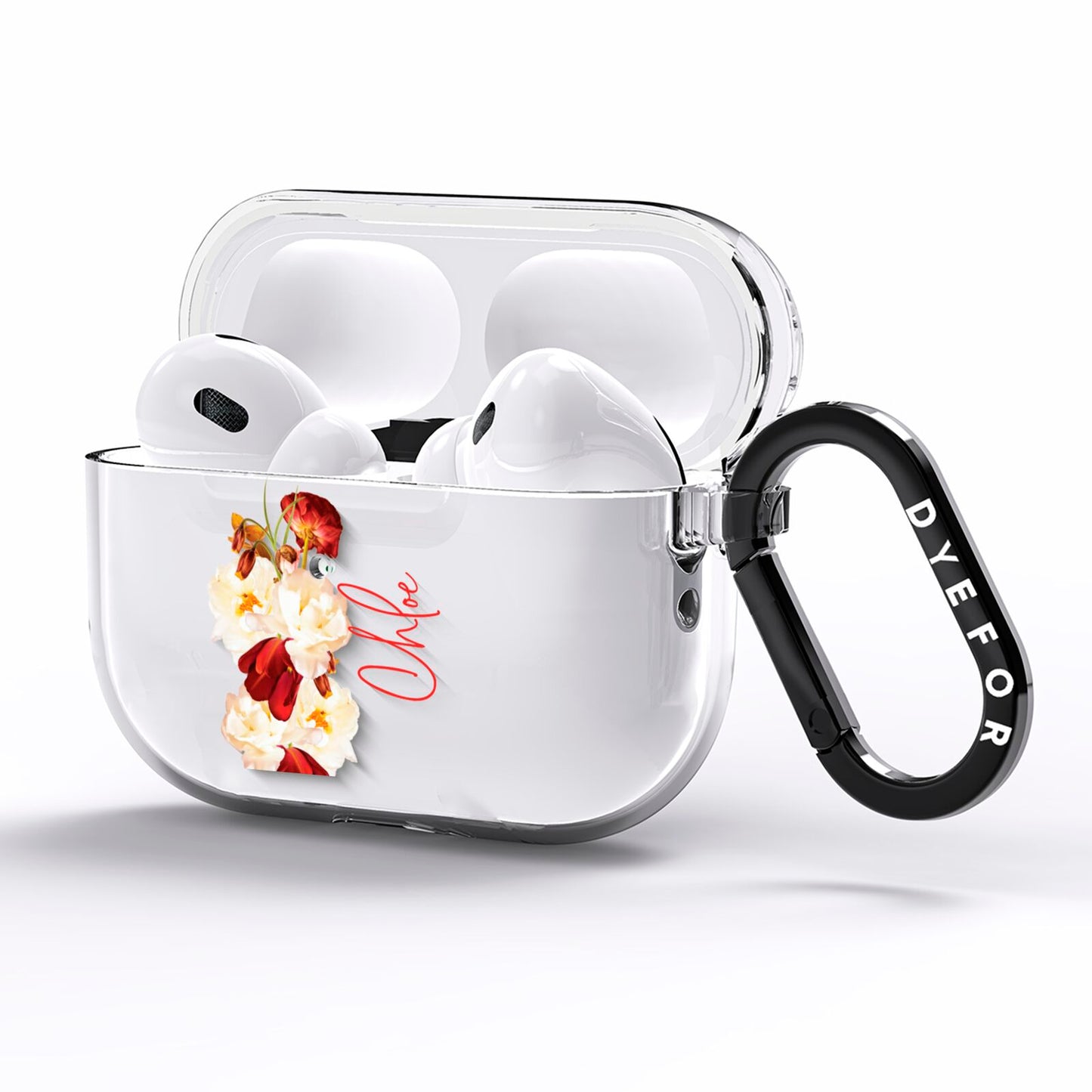 Personalised Name Transparent Clear Floral AirPods Pro Clear Case Side Image