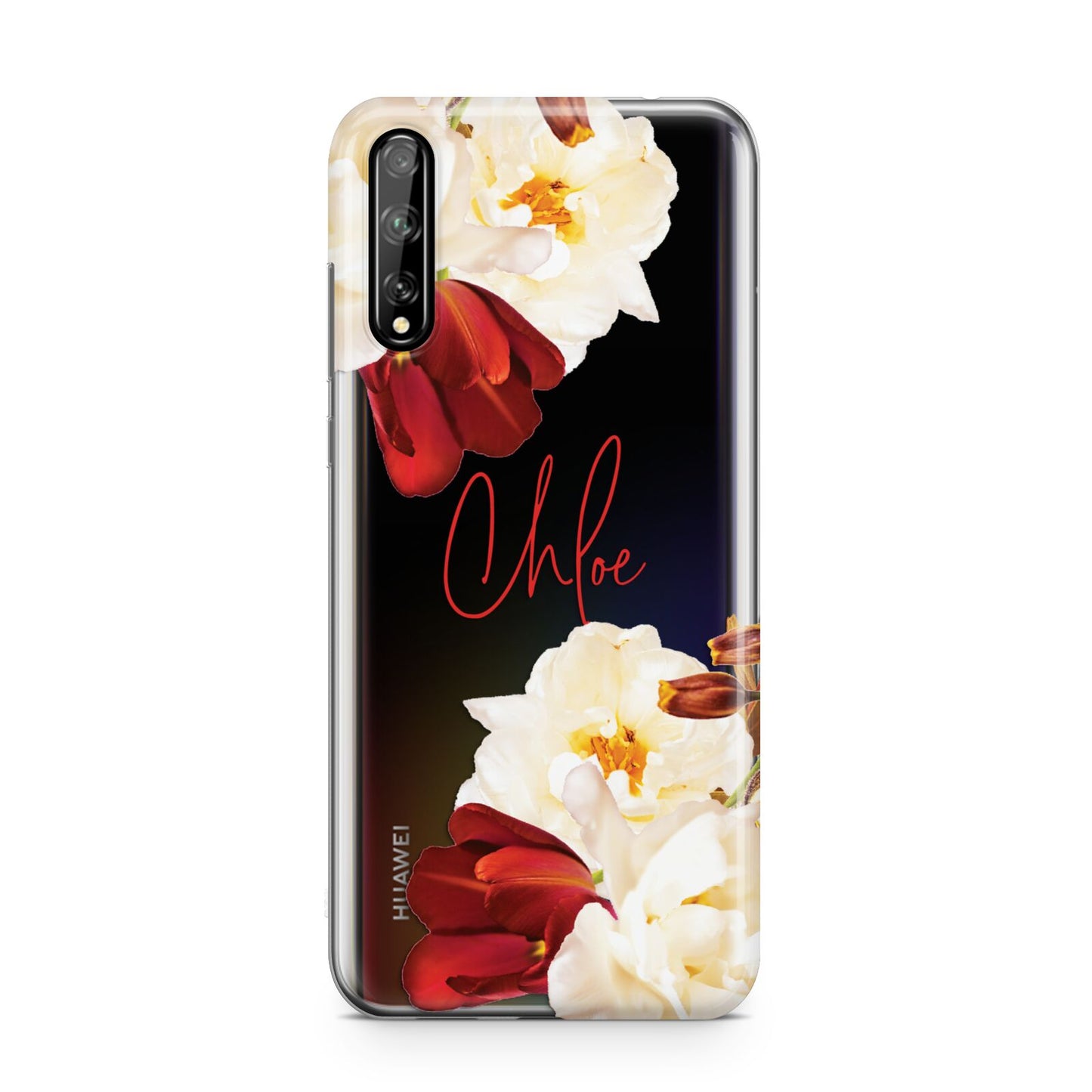 Personalised Name Transparent Clear Floral Huawei Enjoy 10s Phone Case