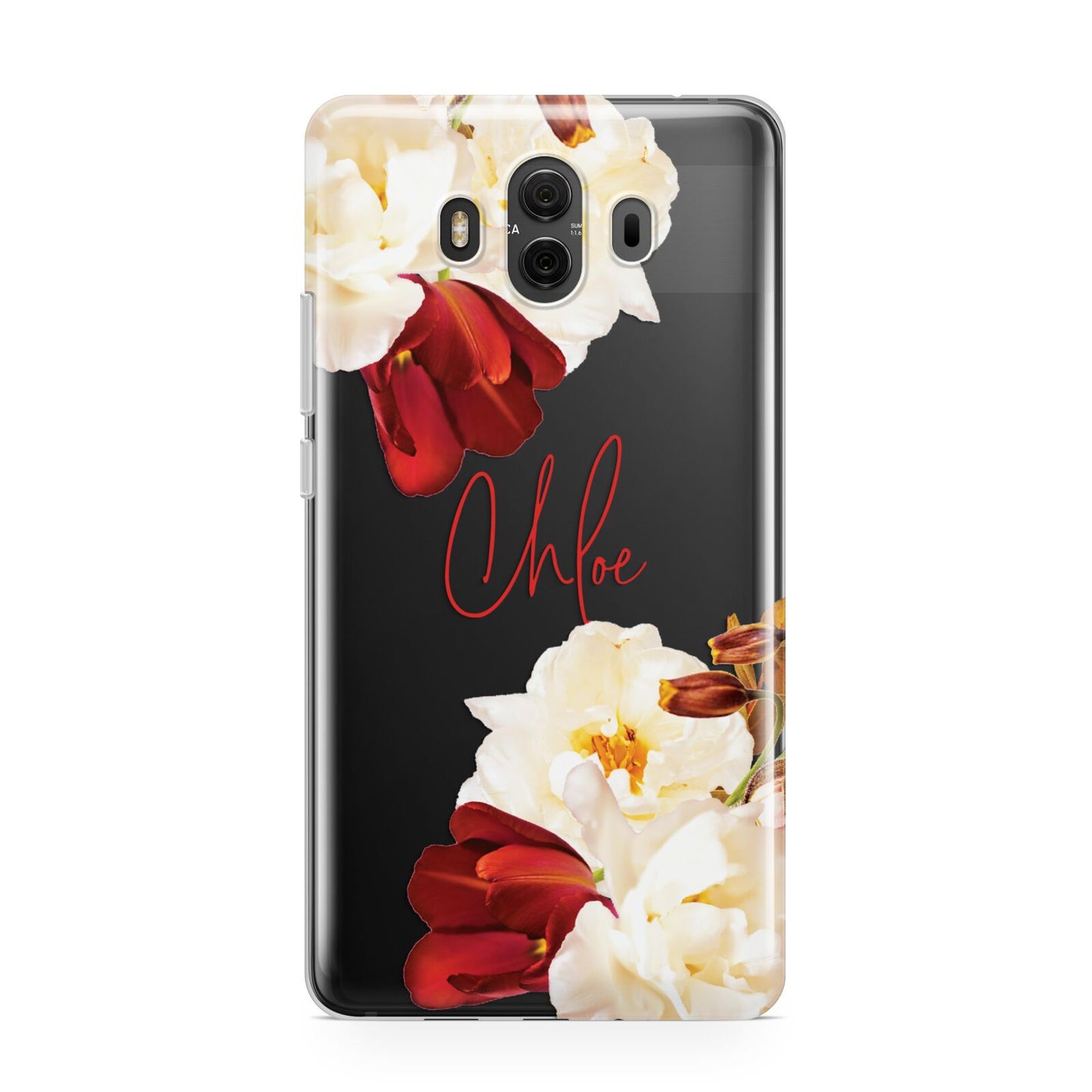 Personalised Name Transparent Clear Floral Huawei Mate 10 Protective Phone Case