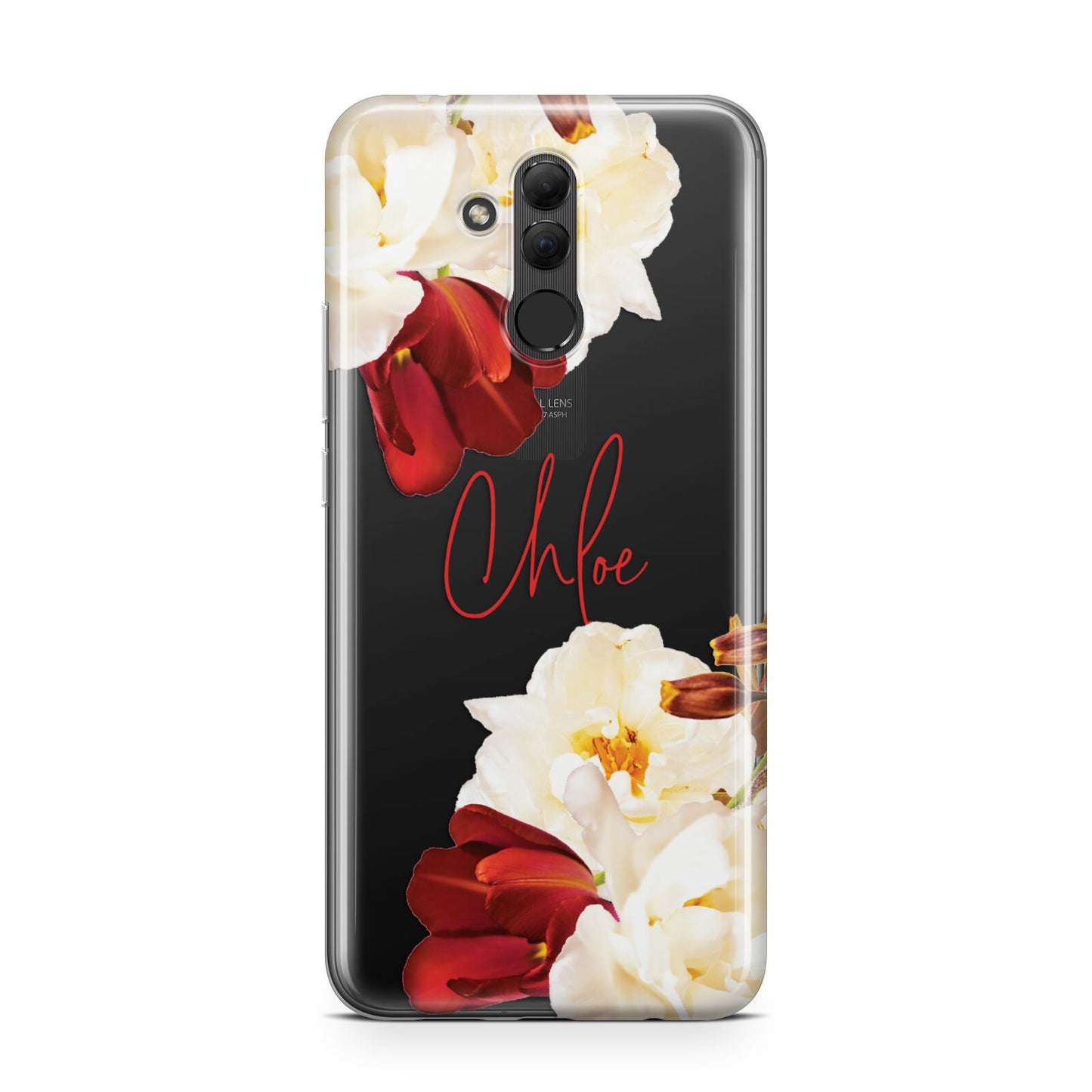 Personalised Name Transparent Clear Floral Huawei Mate 20 Lite