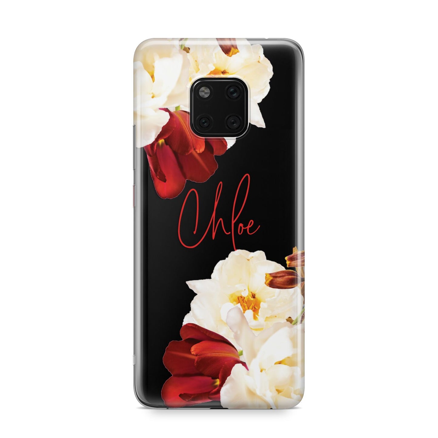 Personalised Name Transparent Clear Floral Huawei Mate 20 Pro Phone Case