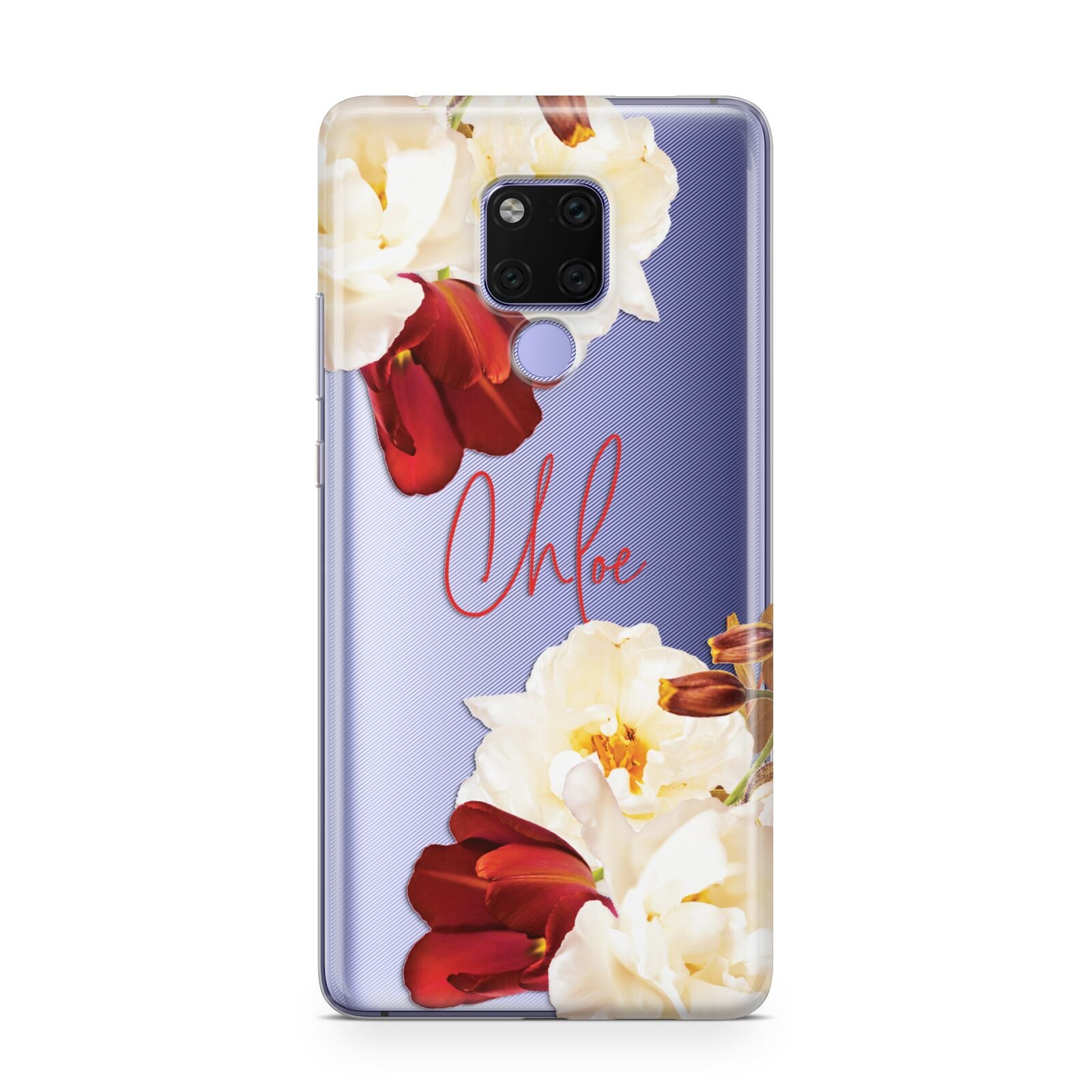 Personalised Name Transparent Clear Floral Huawei Mate 20X Phone Case