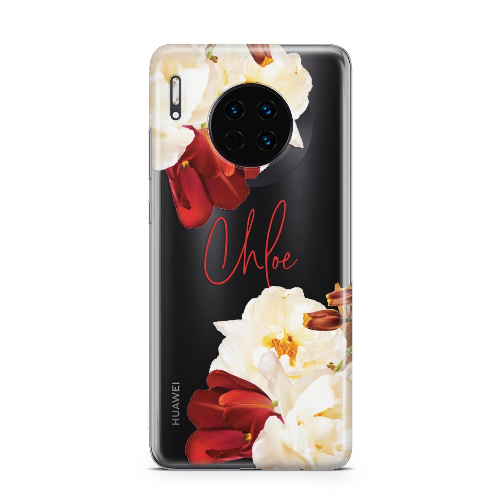 Personalised Name Transparent Clear Floral Huawei Mate 30