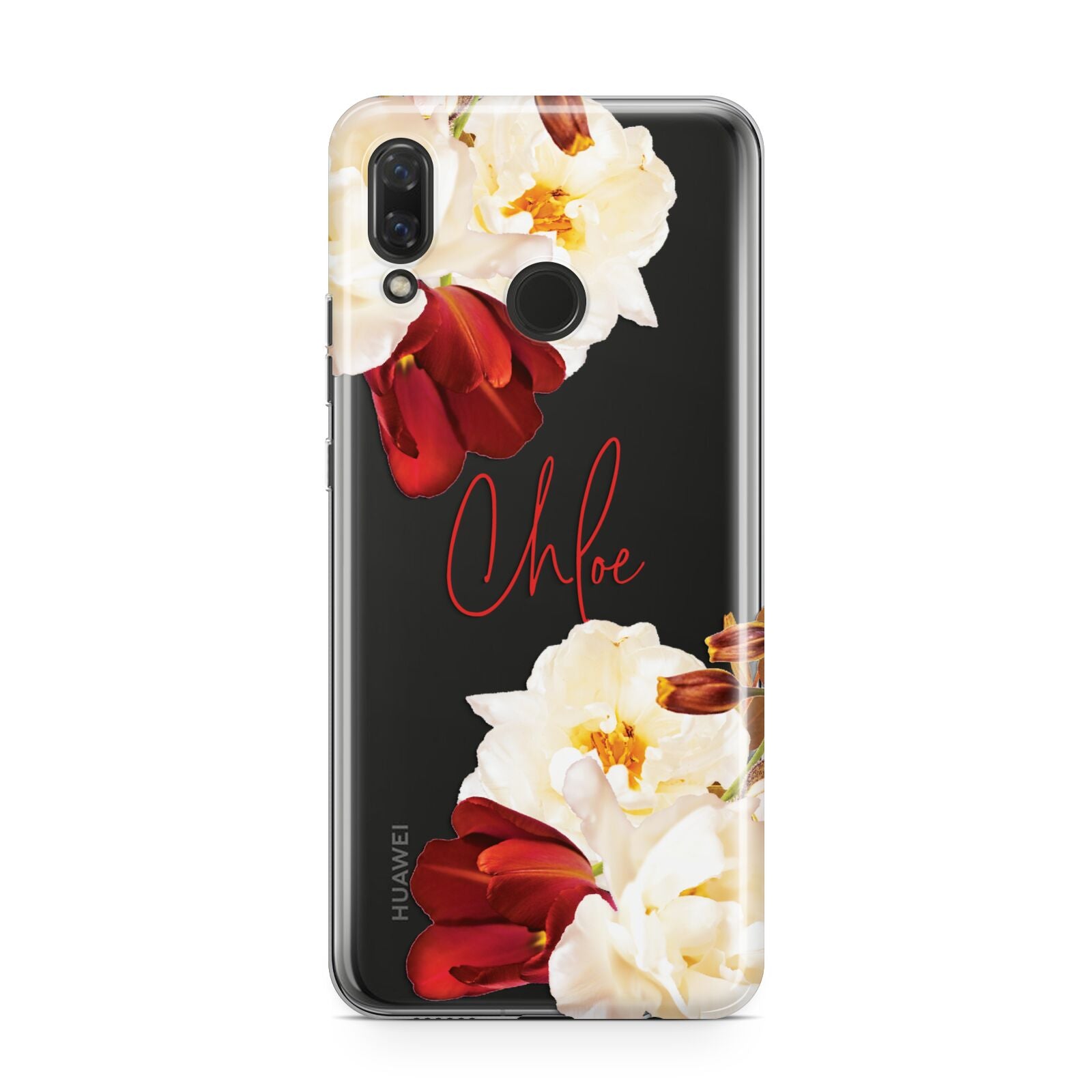 Personalised Name Transparent Clear Floral Huawei Nova 3 Phone Case