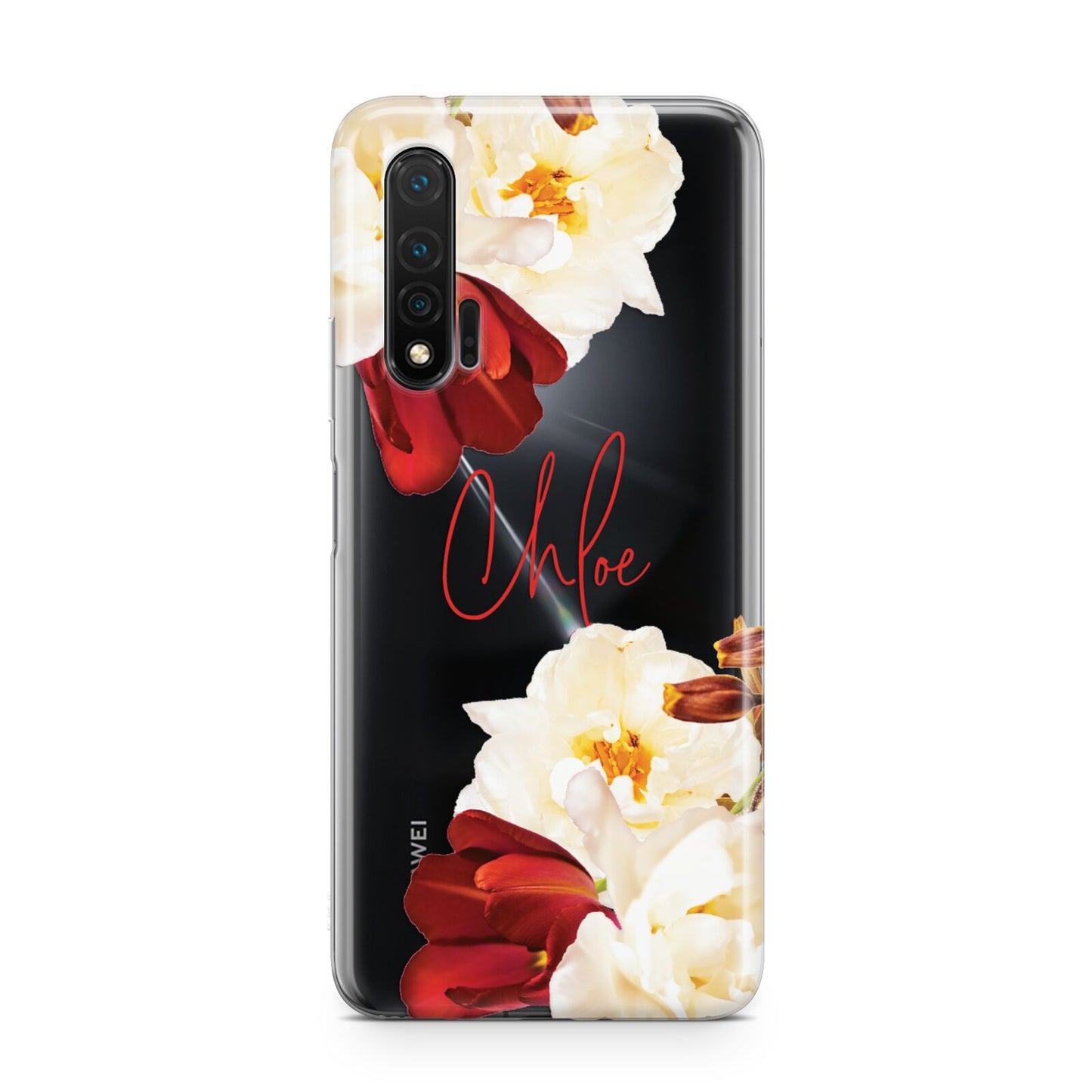 Personalised Name Transparent Clear Floral Huawei Nova 6 Phone Case