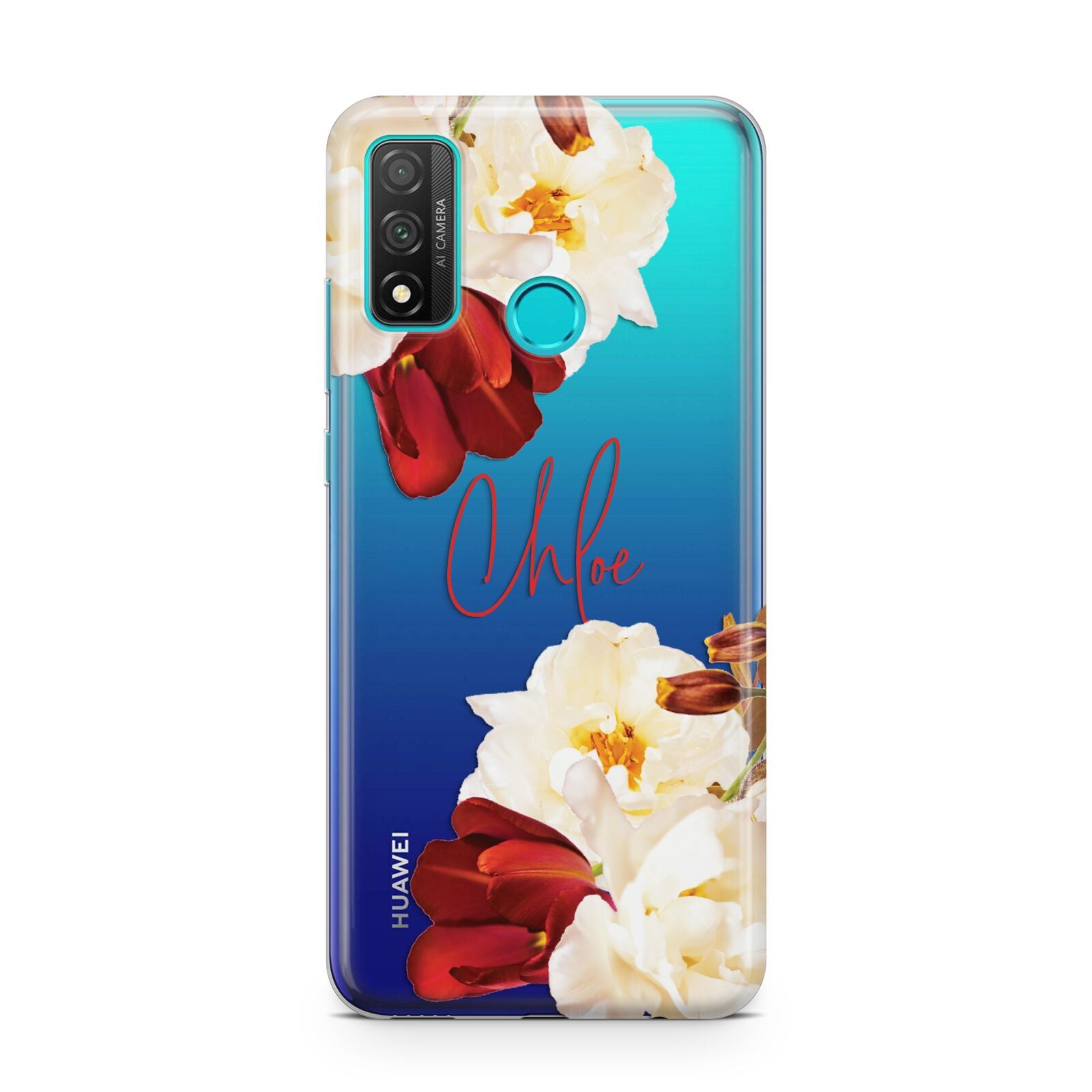 Personalised Name Transparent Clear Floral Huawei P Smart 2020