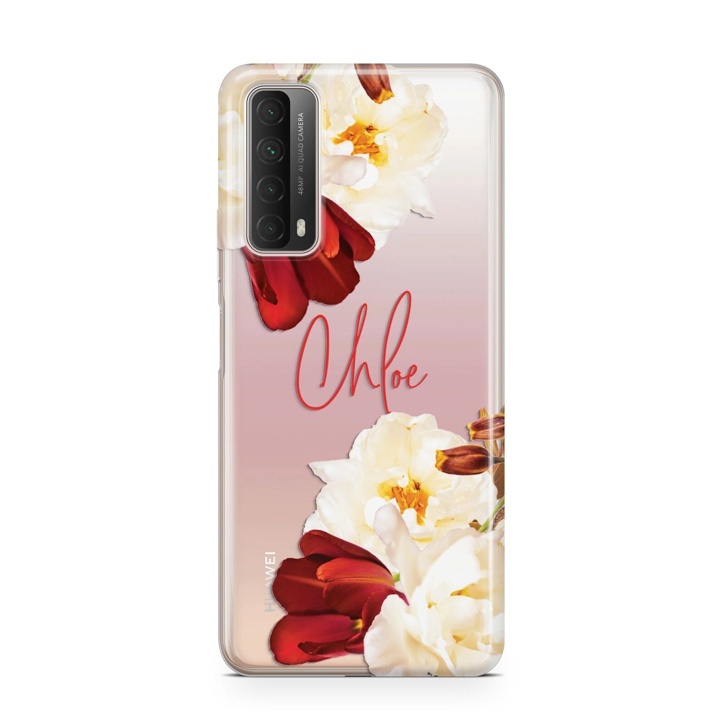 Personalised Name Transparent Clear Floral Huawei P Smart 2021