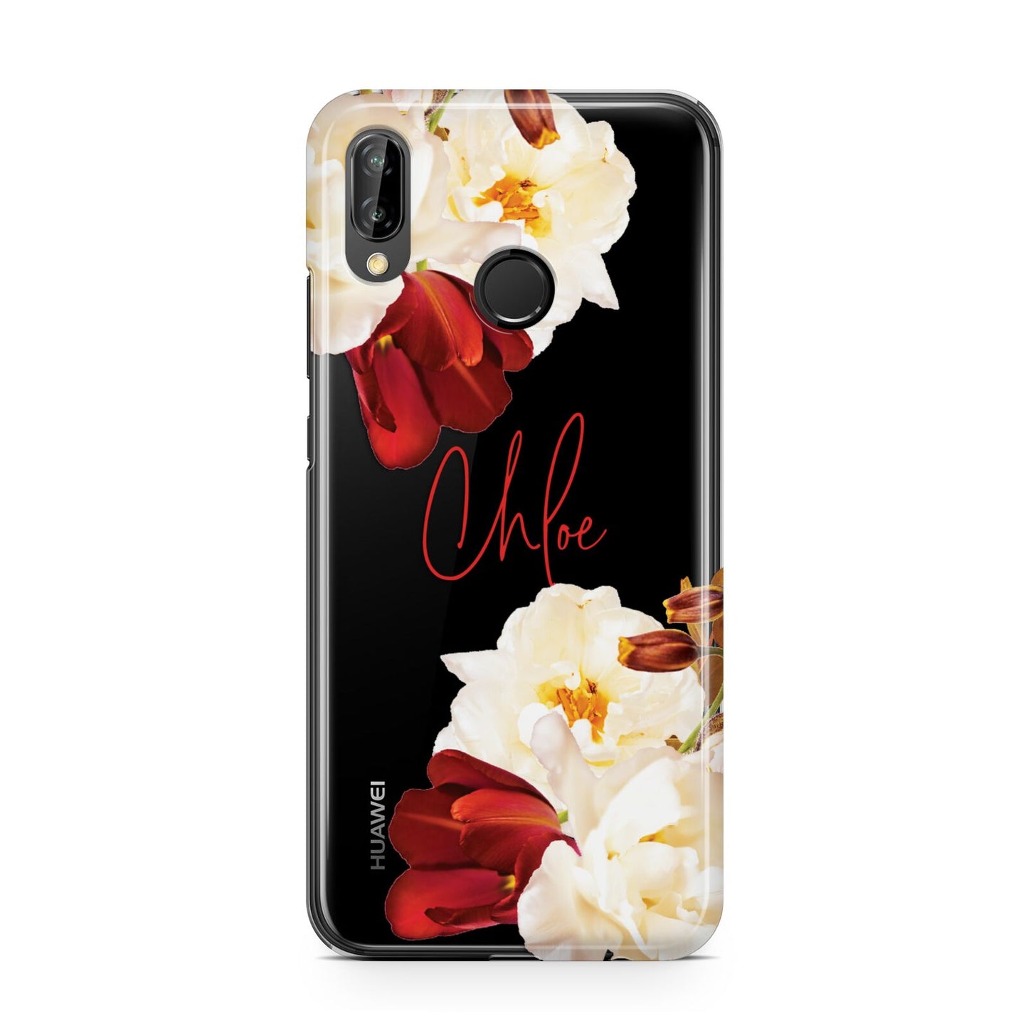 Personalised Name Transparent Clear Floral Huawei P20 Lite Phone Case