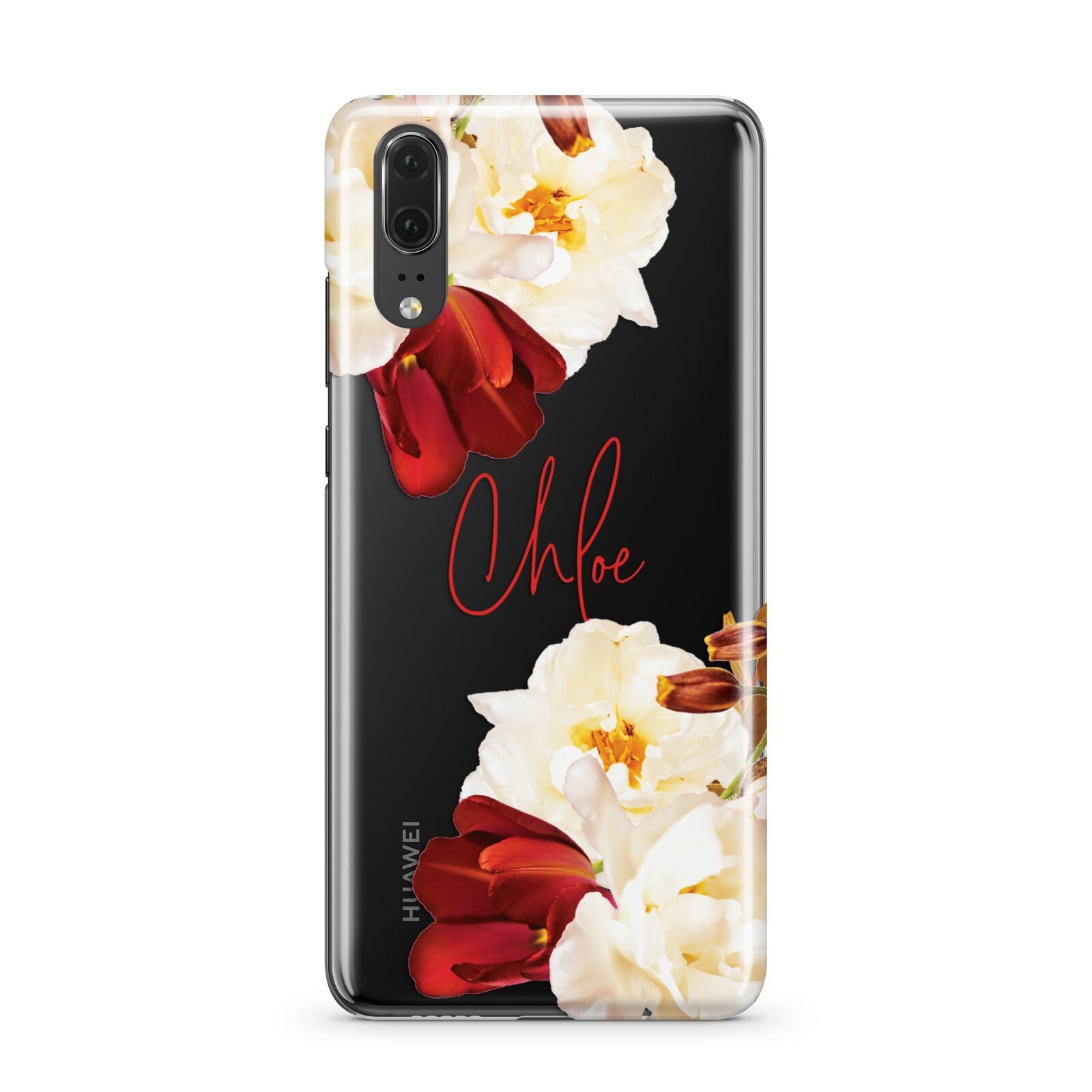 Personalised Name Transparent Clear Floral Huawei P20 Phone Case