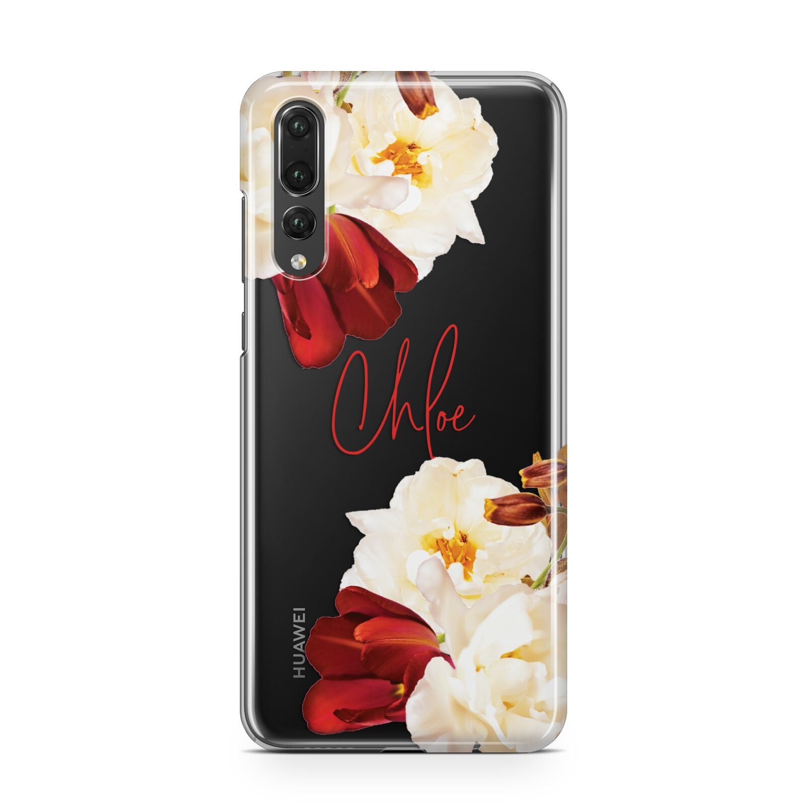 Personalised Name Transparent Clear Floral Huawei P20 Pro Phone Case