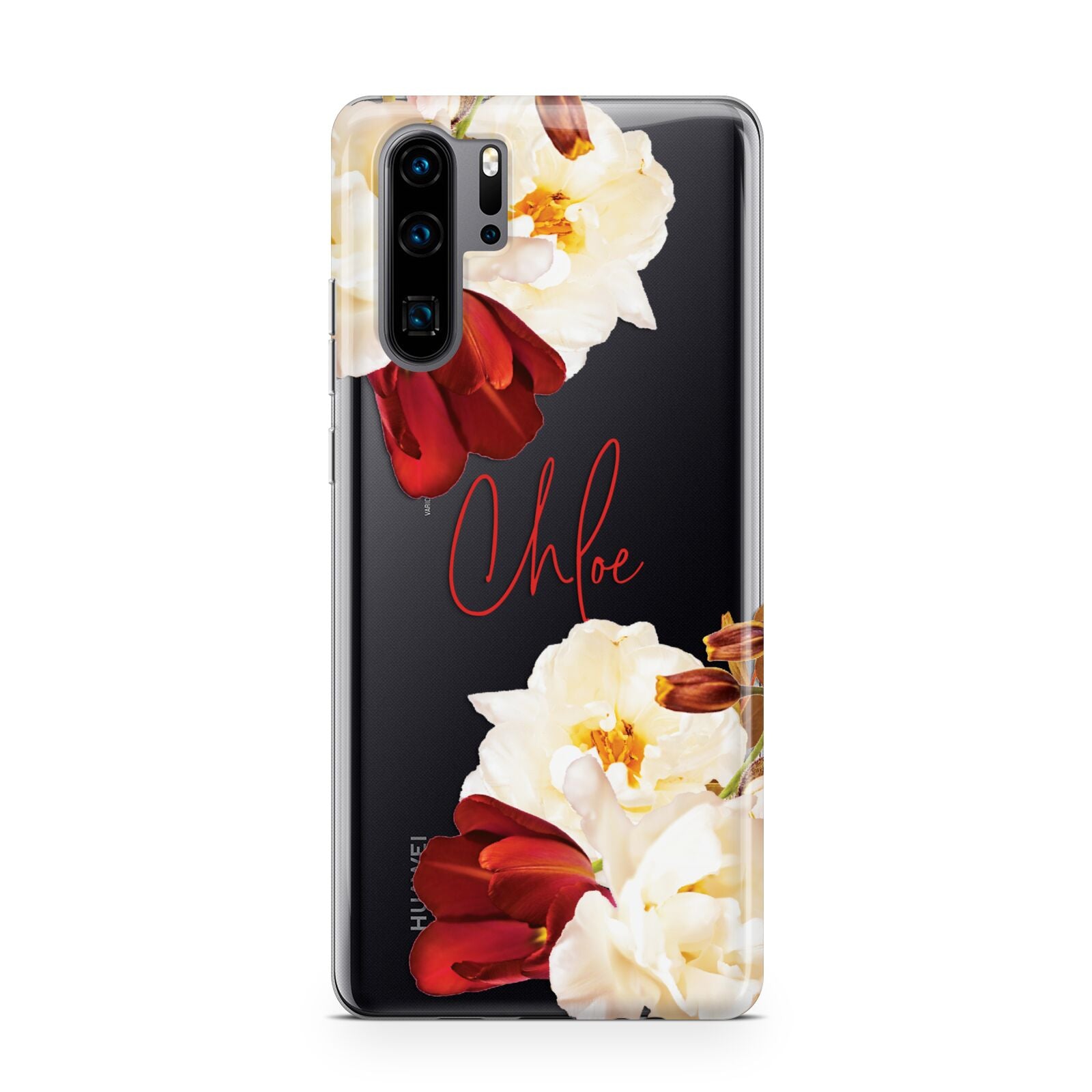 Personalised Name Transparent Clear Floral Huawei P30 Pro Phone Case