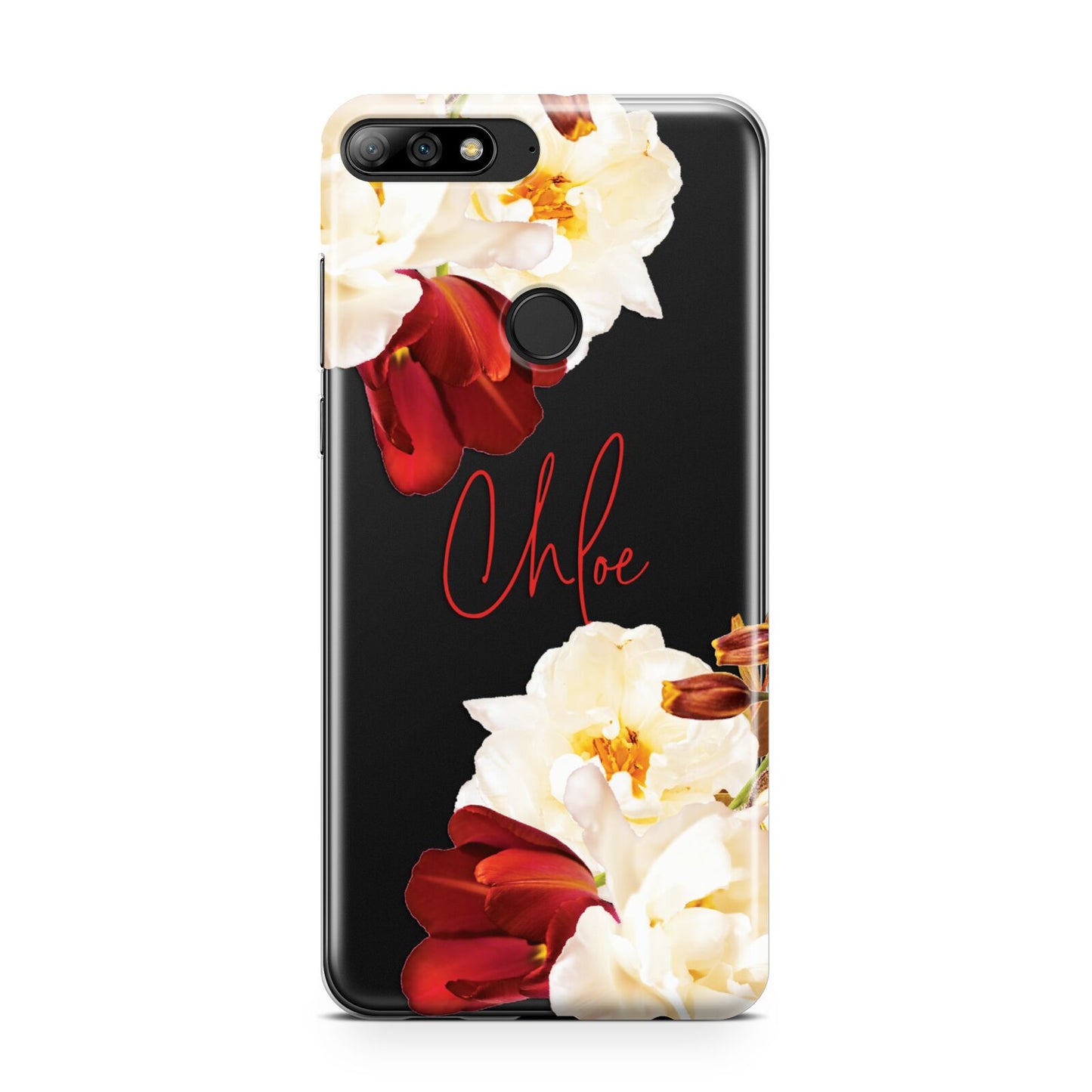 Personalised Name Transparent Clear Floral Huawei Y7 2018