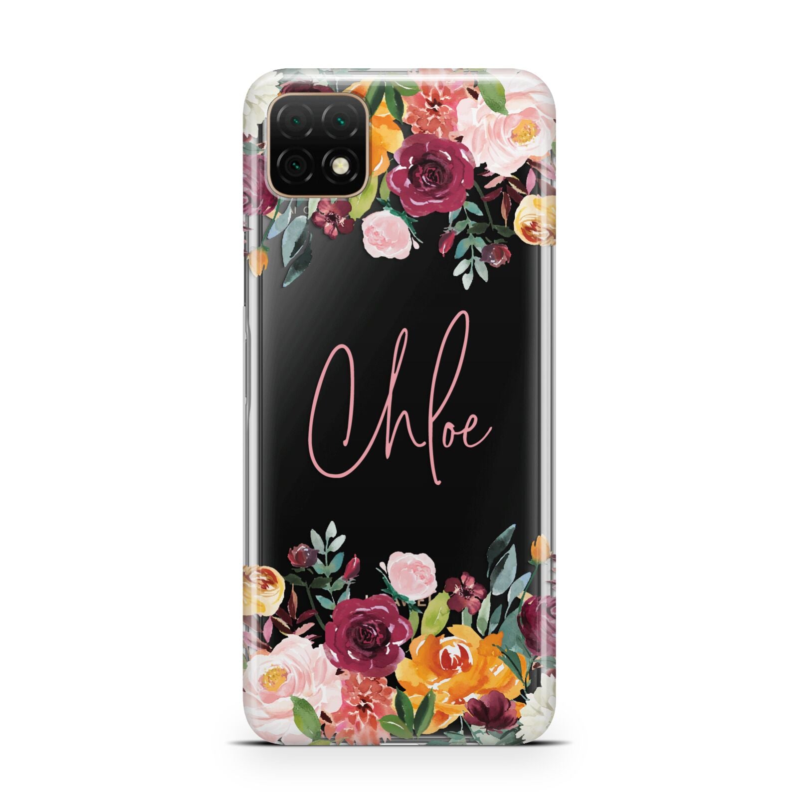 Personalised Name Transparent Flowers Huawei Enjoy 20 Phone Case