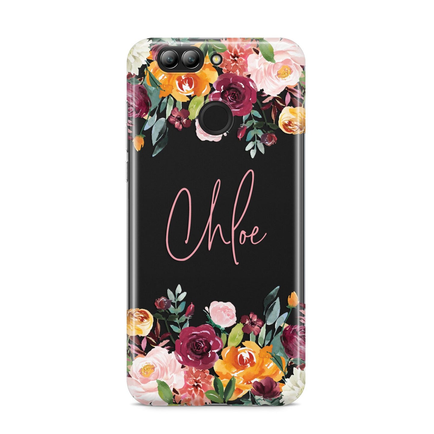 Personalised Name Transparent Flowers Huawei Nova 2s Phone Case