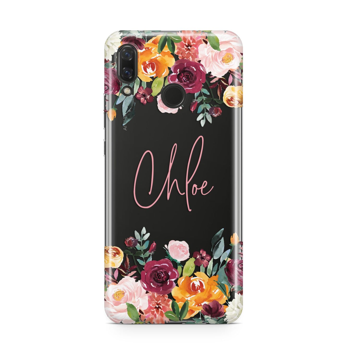 Personalised Name Transparent Flowers Huawei Nova 3 Phone Case