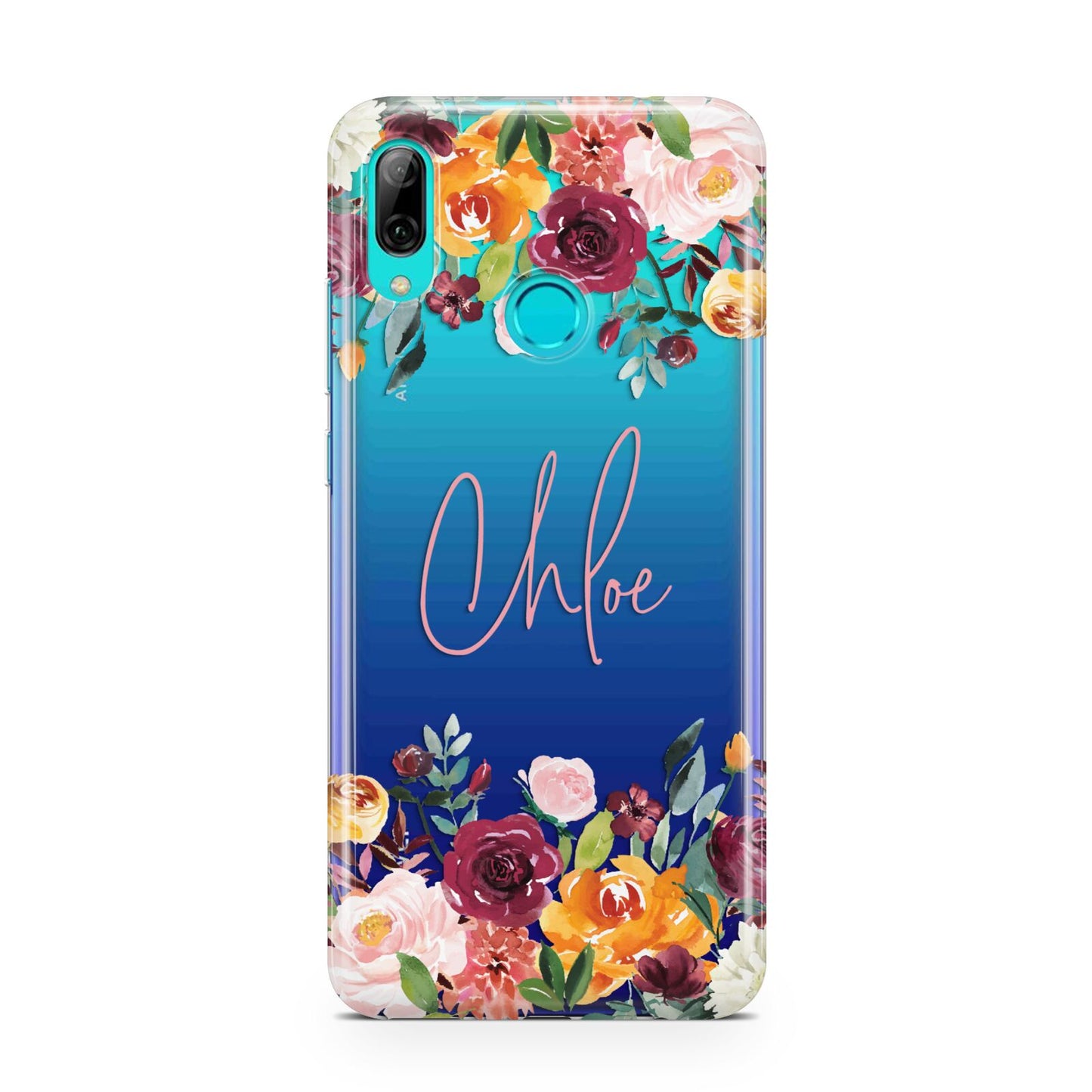 Personalised Name Transparent Flowers Huawei P Smart 2019 Case