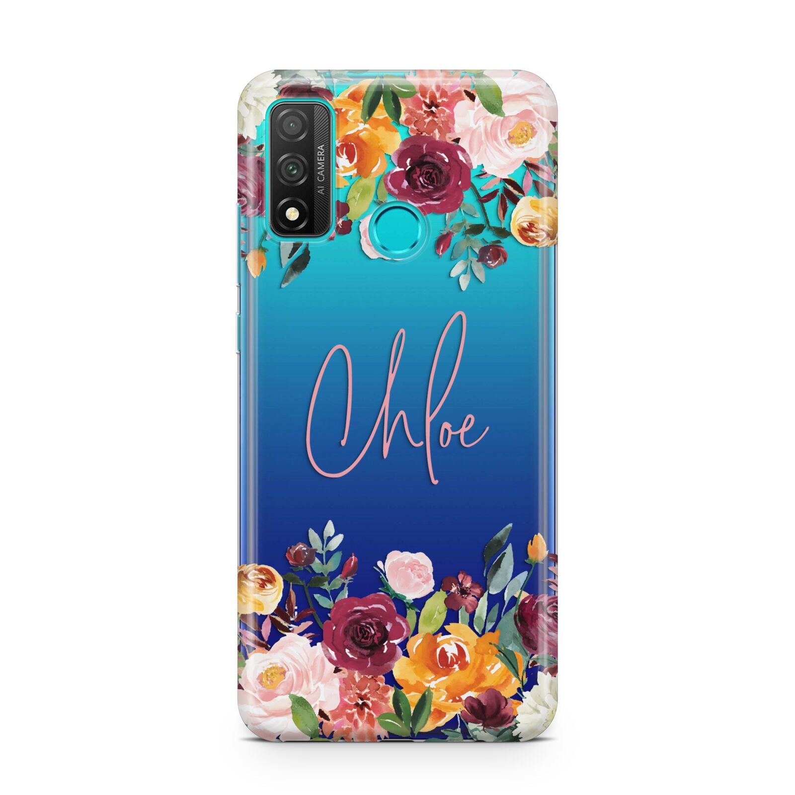 Personalised Name Transparent Flowers Huawei P Smart 2020