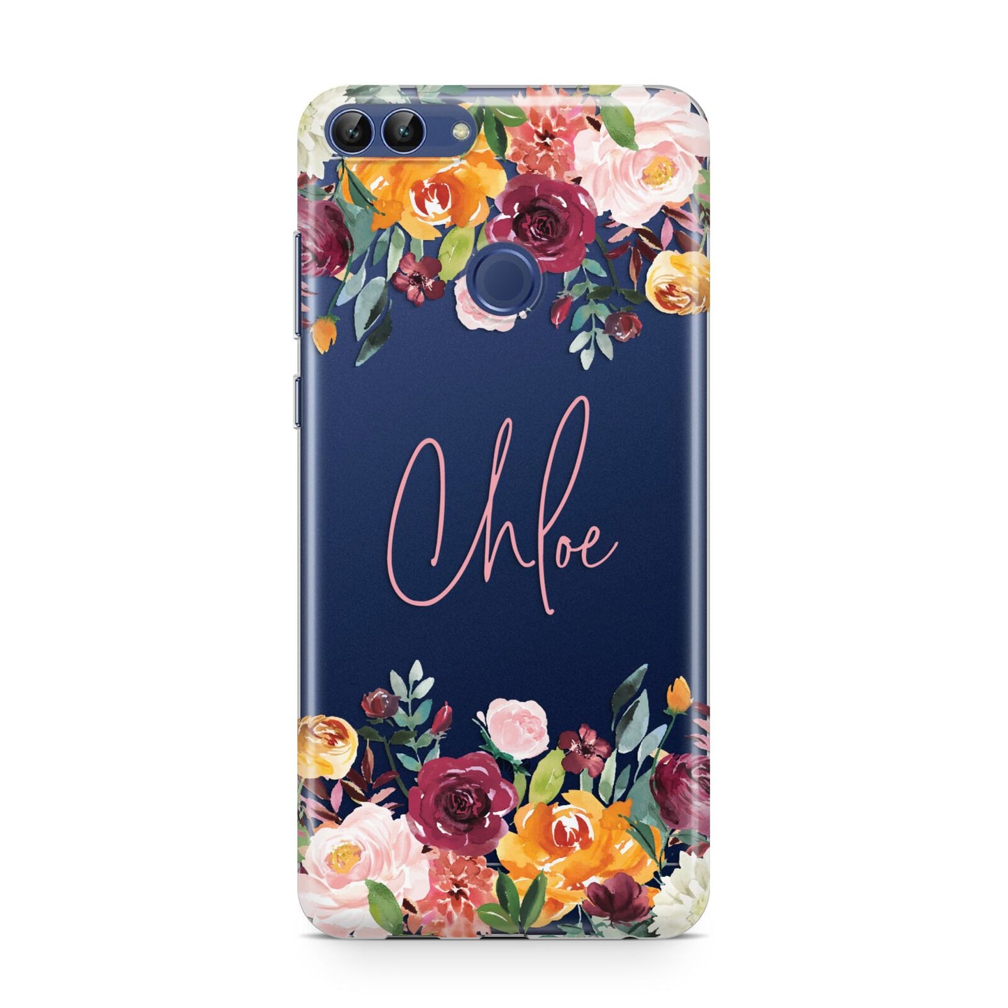 Personalised Name Transparent Flowers Huawei P Smart Case