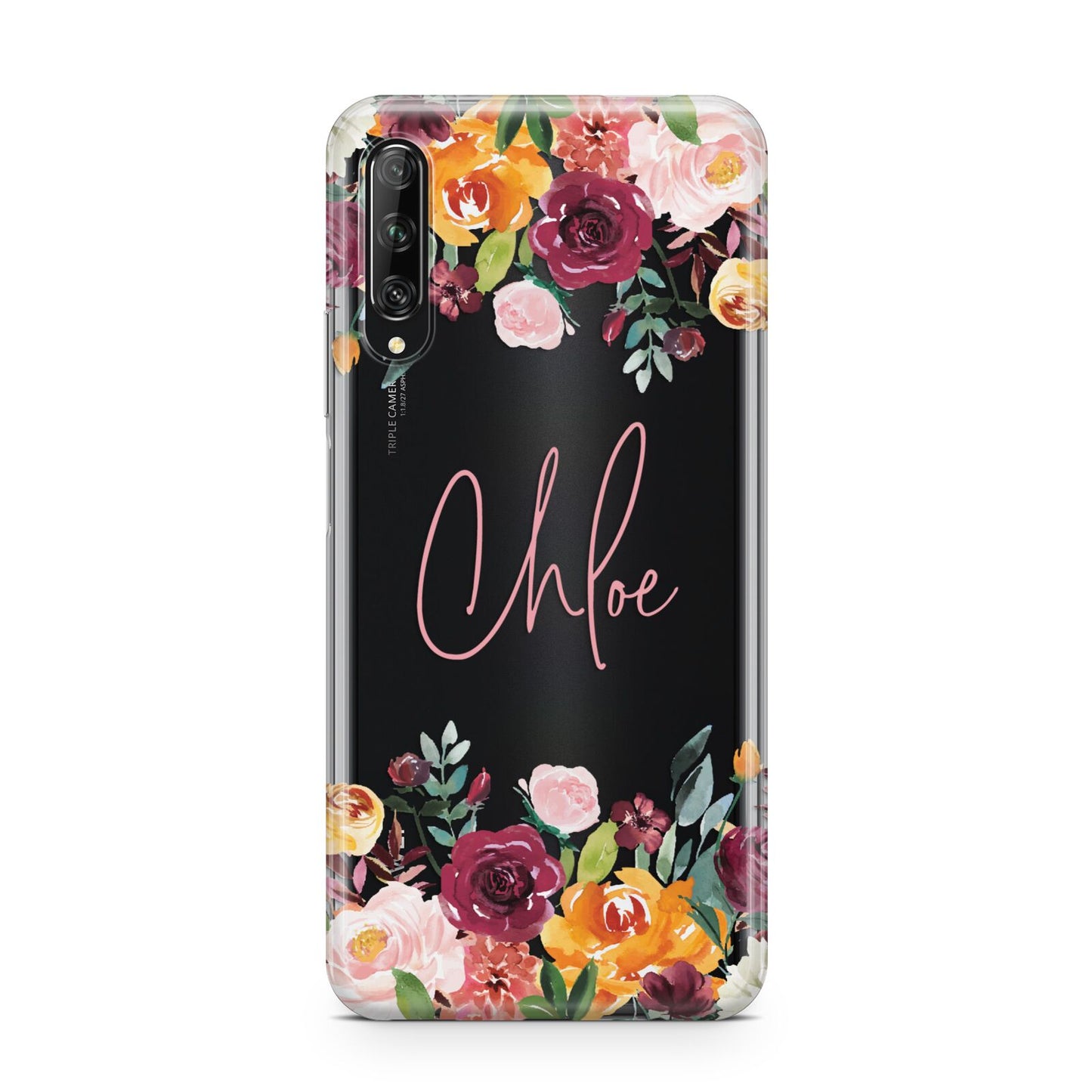 Personalised Name Transparent Flowers Huawei P Smart Pro 2019