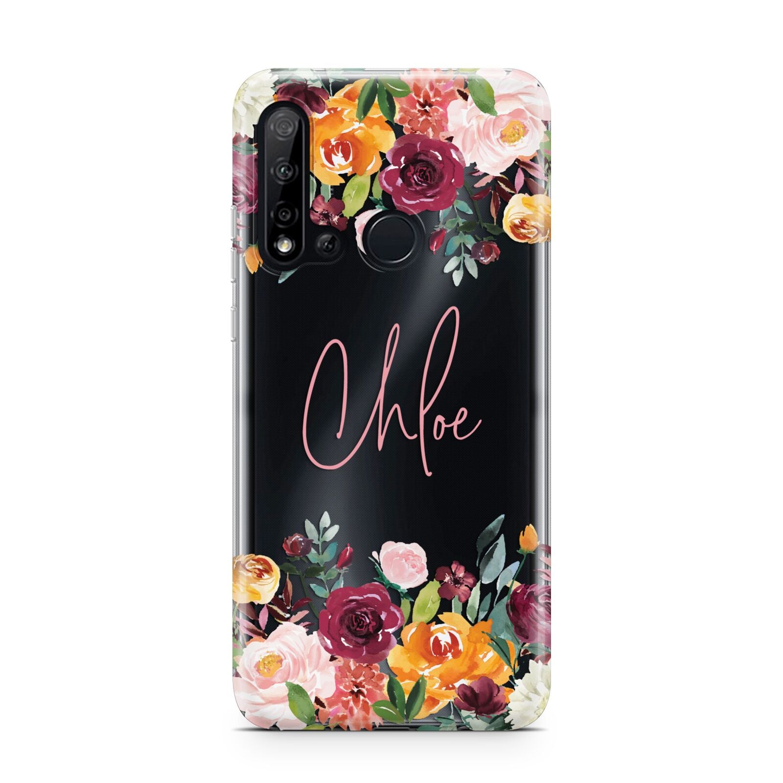 Personalised Name Transparent Flowers Huawei P20 Lite 5G Phone Case