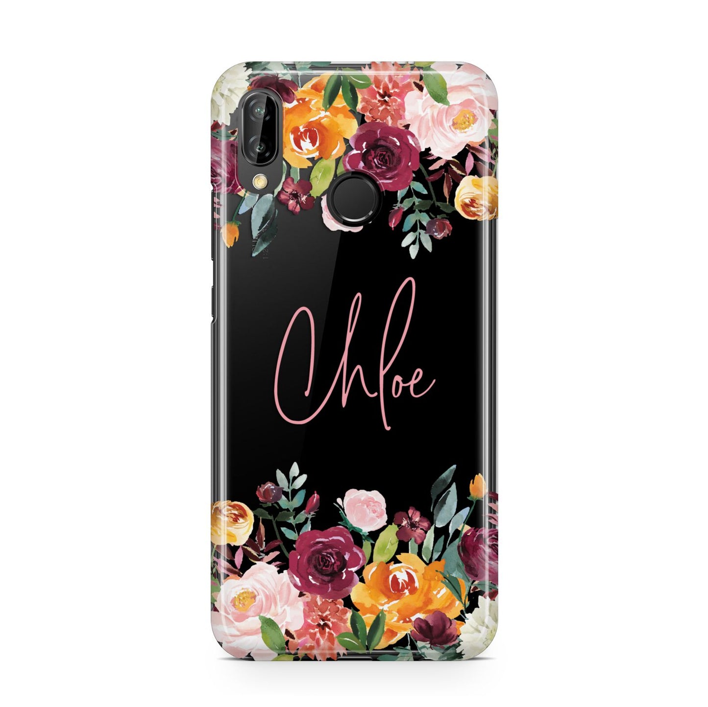 Personalised Name Transparent Flowers Huawei P20 Lite Phone Case