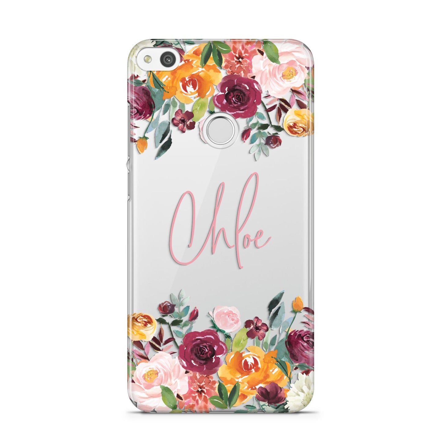 Personalised Name Transparent Flowers Huawei P8 Lite Case