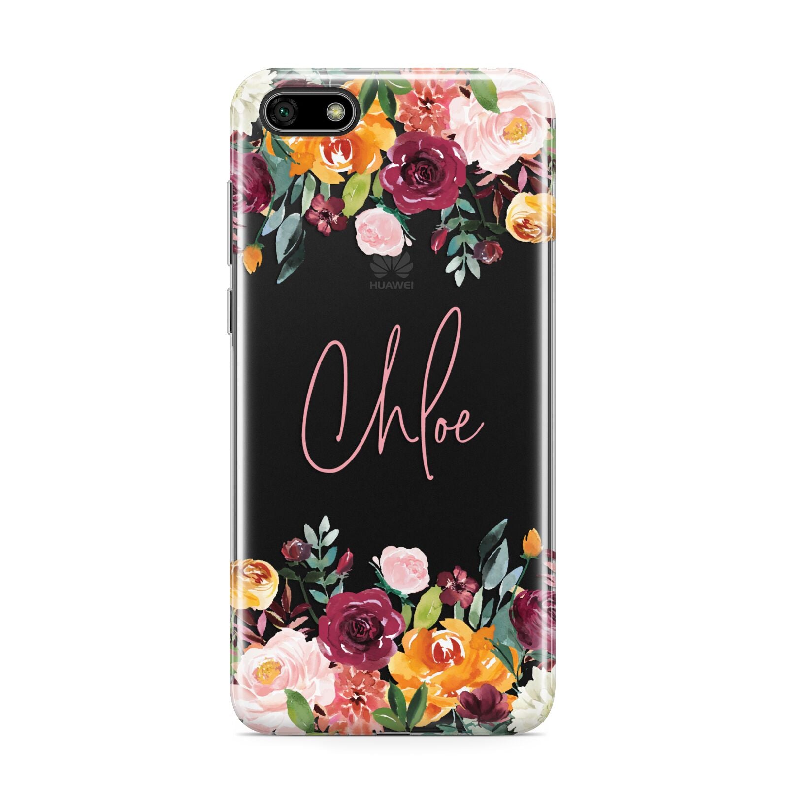 Personalised Name Transparent Flowers Huawei Y5 Prime 2018 Phone Case