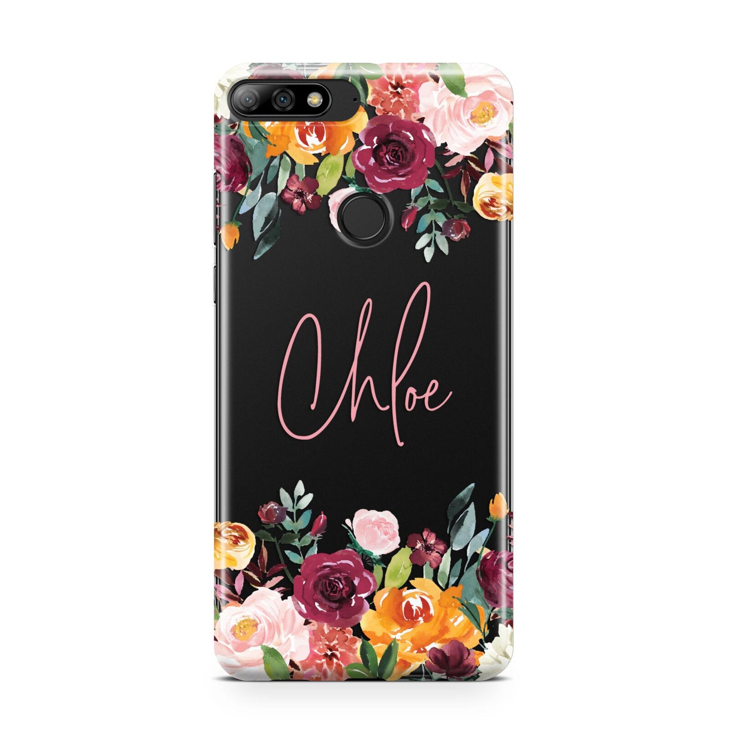 Personalised Name Transparent Flowers Huawei Y7 2018