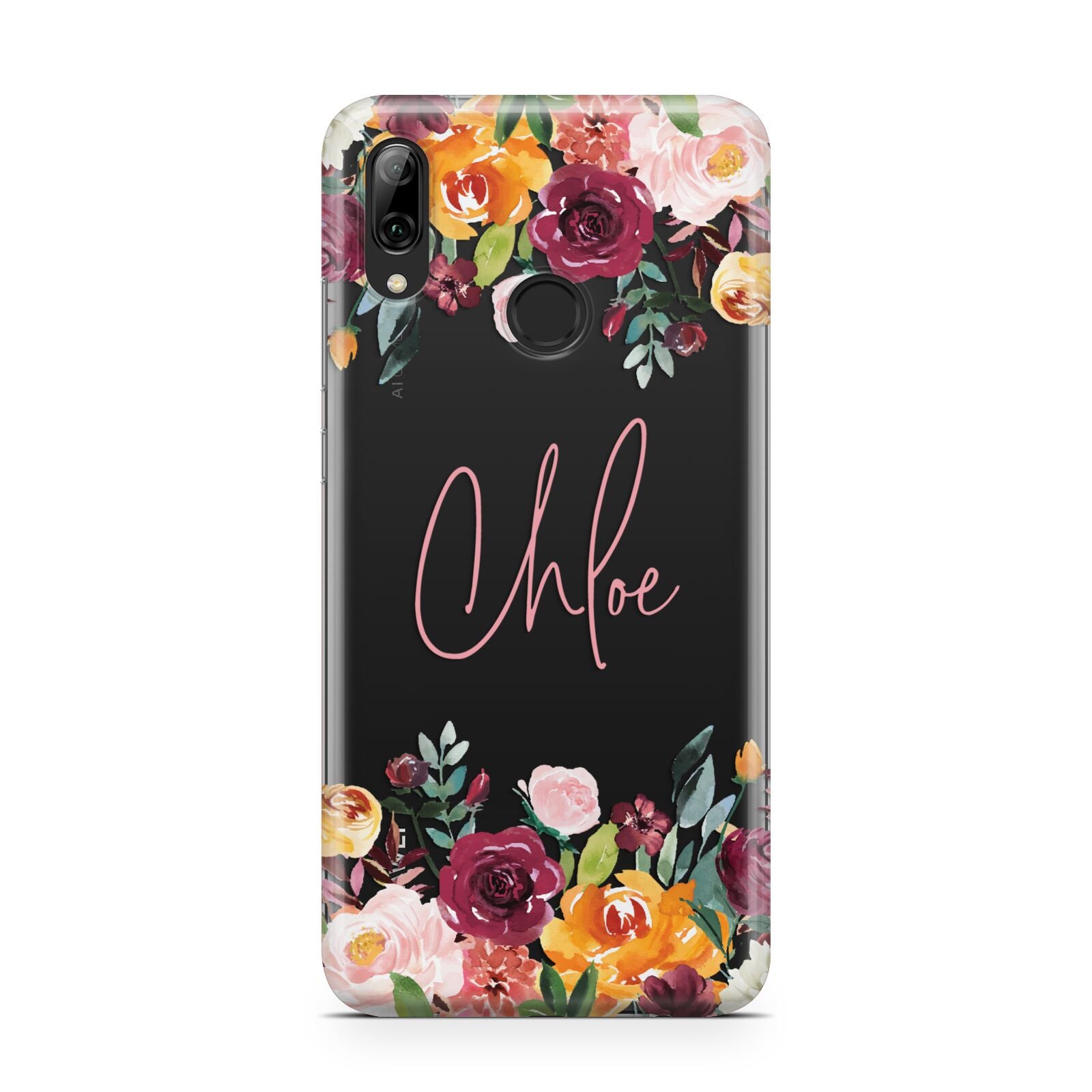 Personalised Name Transparent Flowers Huawei Y7 2019