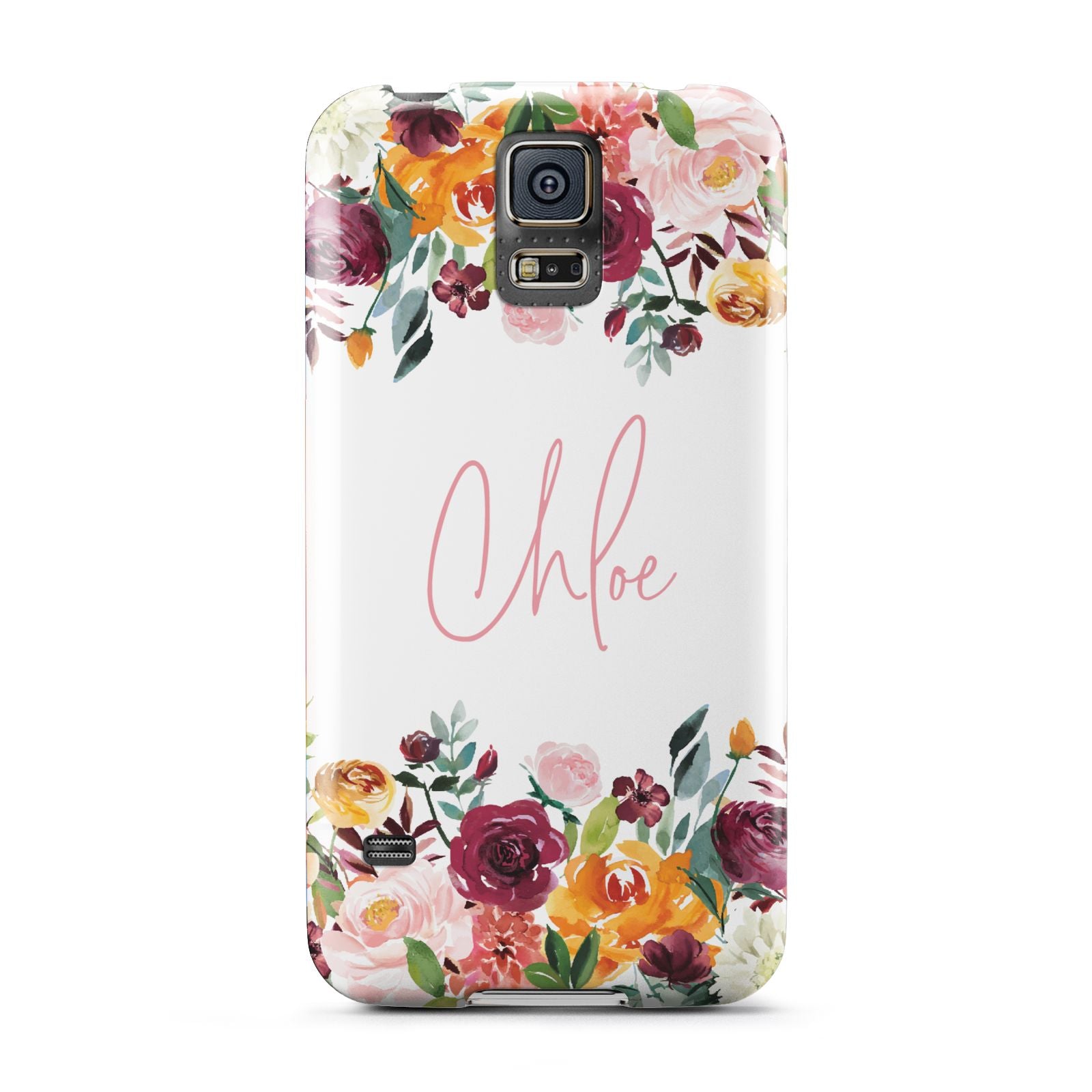 Personalised Name Transparent Flowers Samsung Galaxy S5 Case